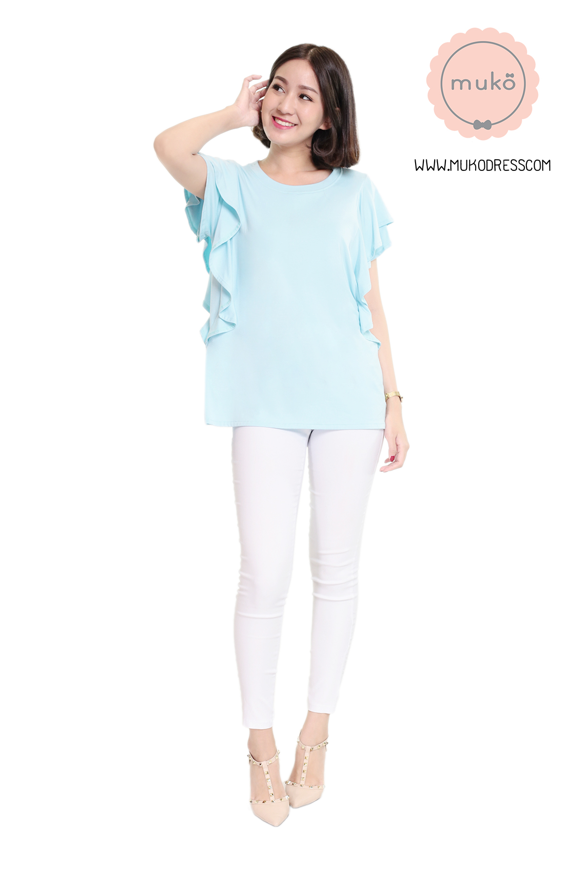 Muko Peach Berry เสื้อให้นม คลุมท้อง TC20-003 ฟ้า