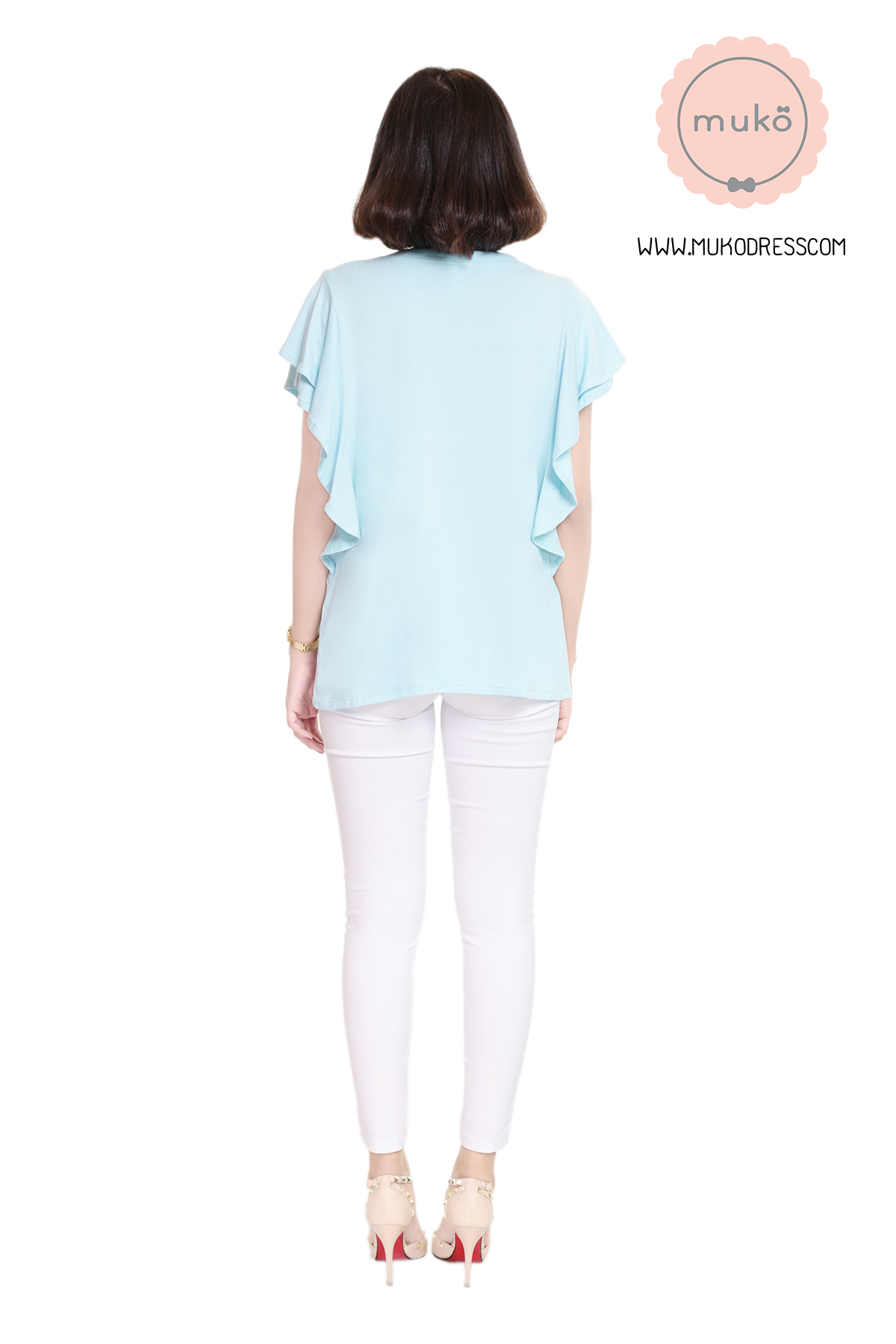 Muko Peach Berry เสื้อให้นม คลุมท้อง TC20-003 ฟ้า