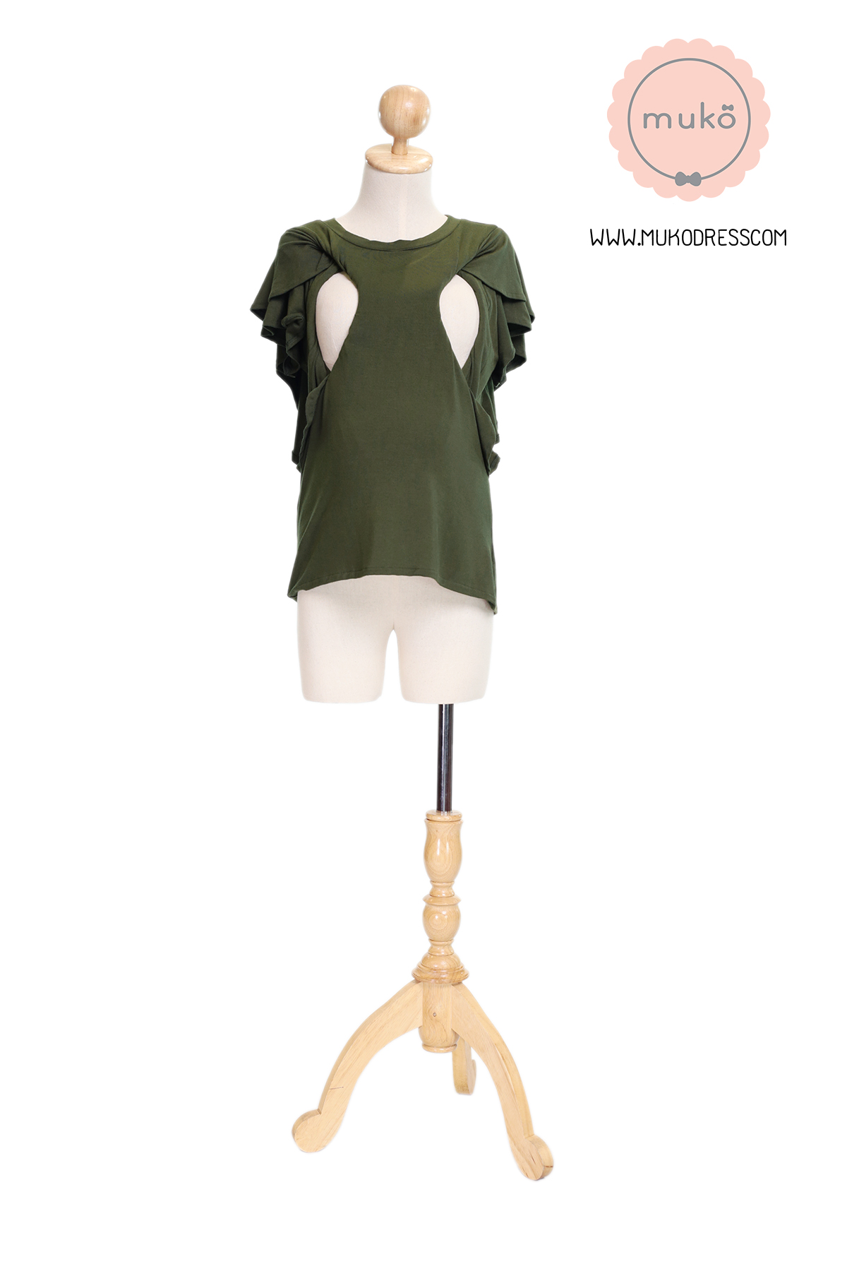 Muko Peach Berry เสื้อให้นม คลุมท้อง TC20-011 เขียวขี้ม้า
