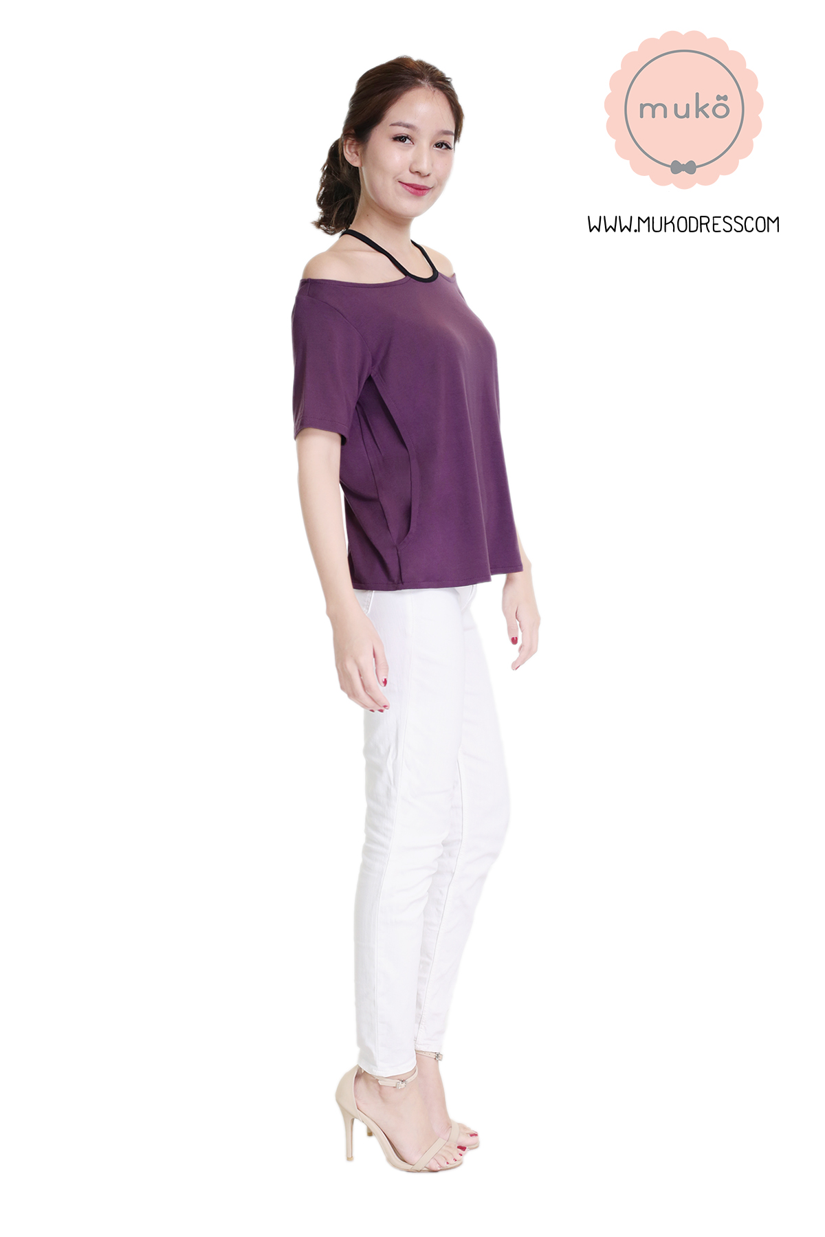 Muko Lynne เสื้อให้นม คลุมท้อง TC24-001 ม่วงเข้ม