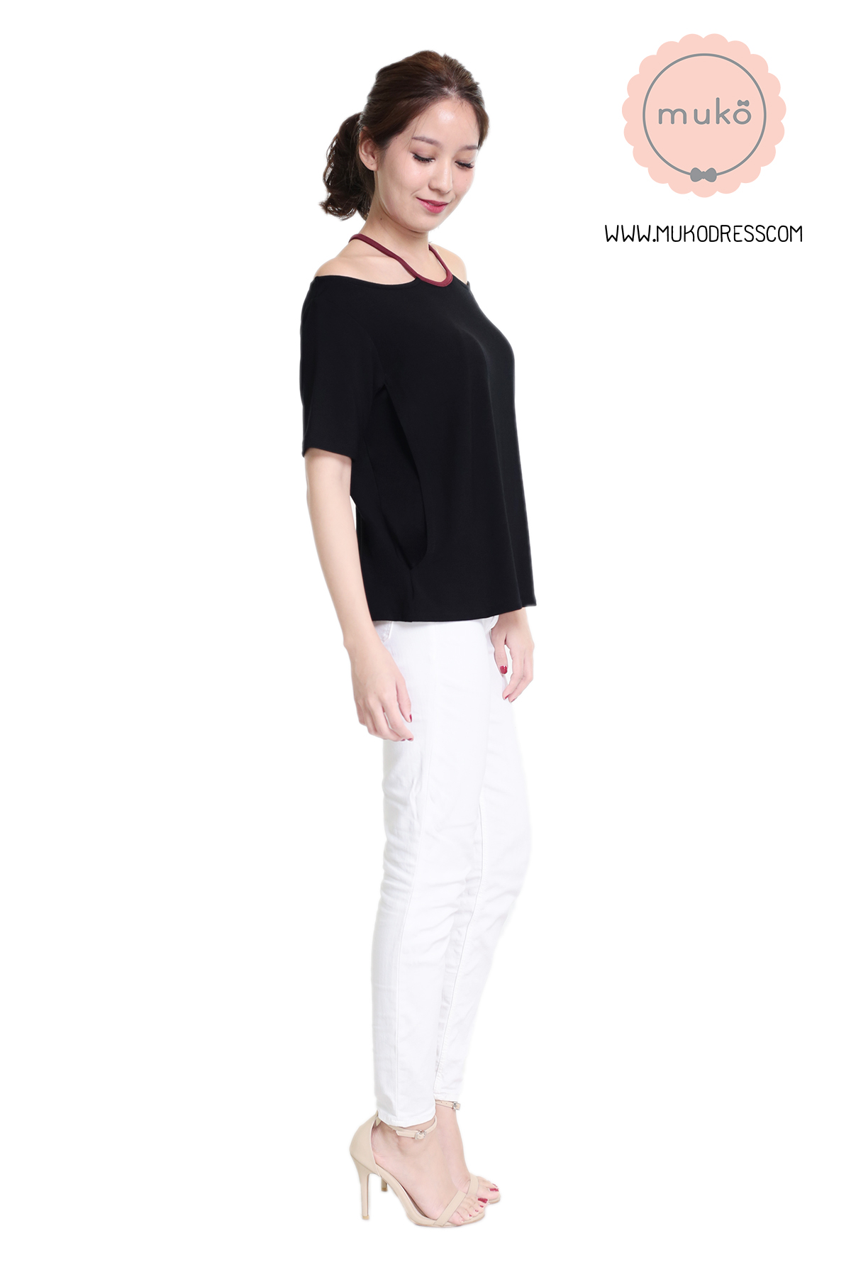 Muko Lynne เสื้อให้นม คลุมท้อง TC24-002 ดำ