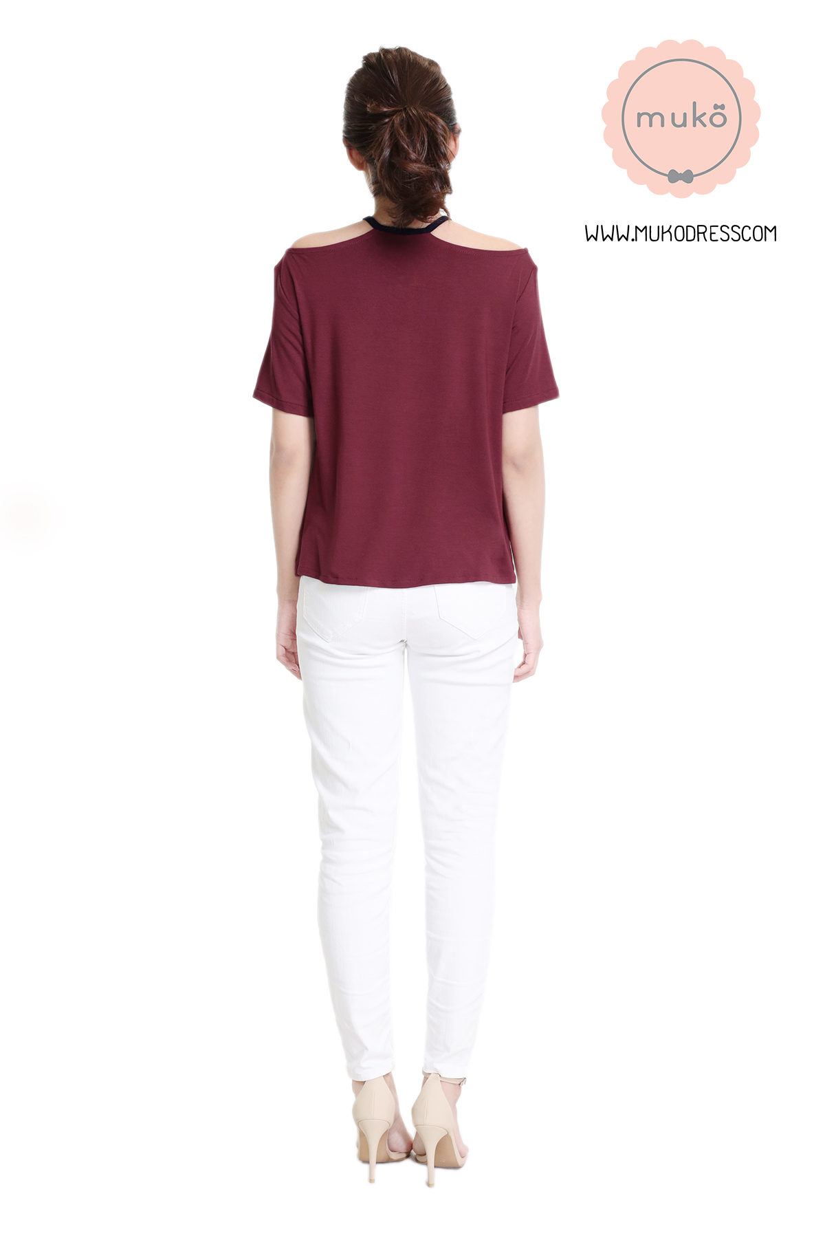Muko Lynne เสื้อให้นม คลุมท้อง TC24-004 แดงเลือดหมู