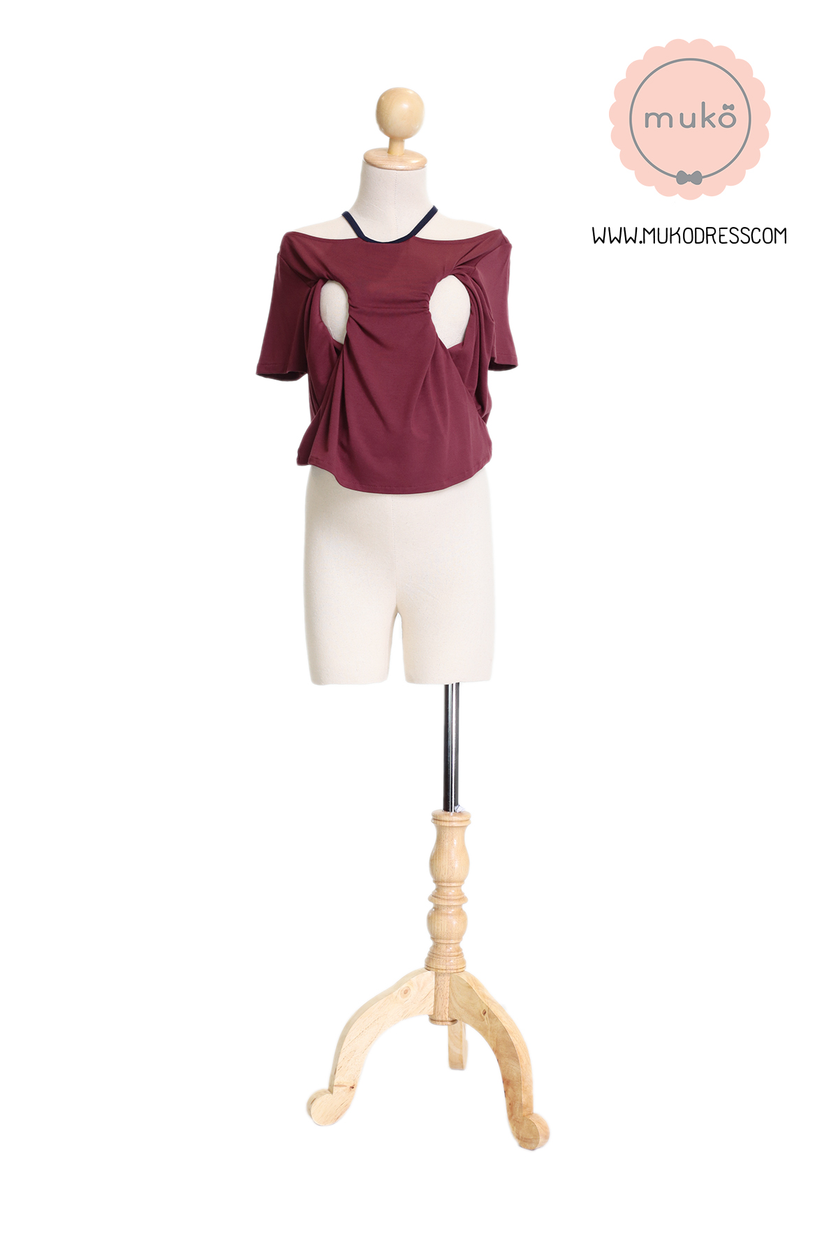Muko Lynne เสื้อให้นม คลุมท้อง TC24-004 แดงเลือดหมู