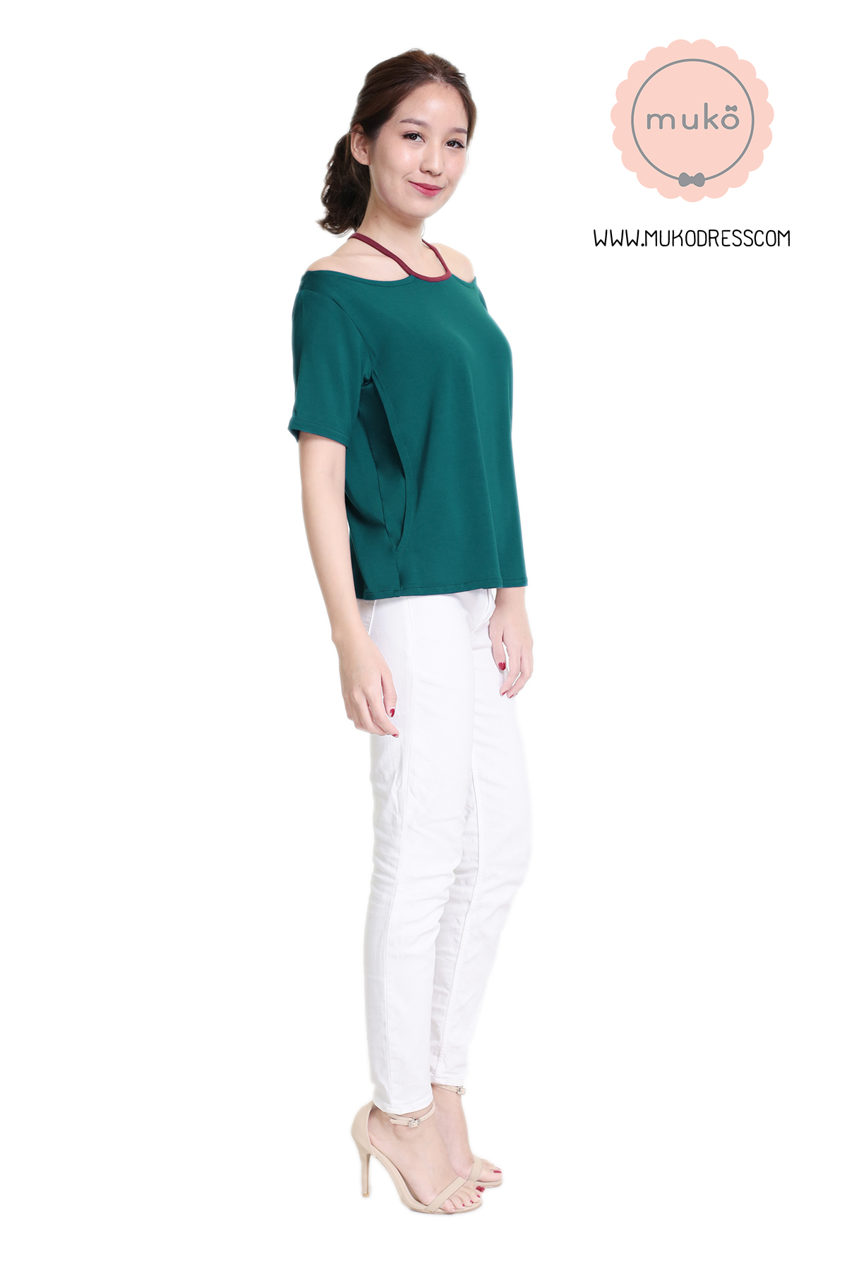 Muko Lynne เสื้อให้นม คลุมท้อง TC24-005 ฟ้าทะเล