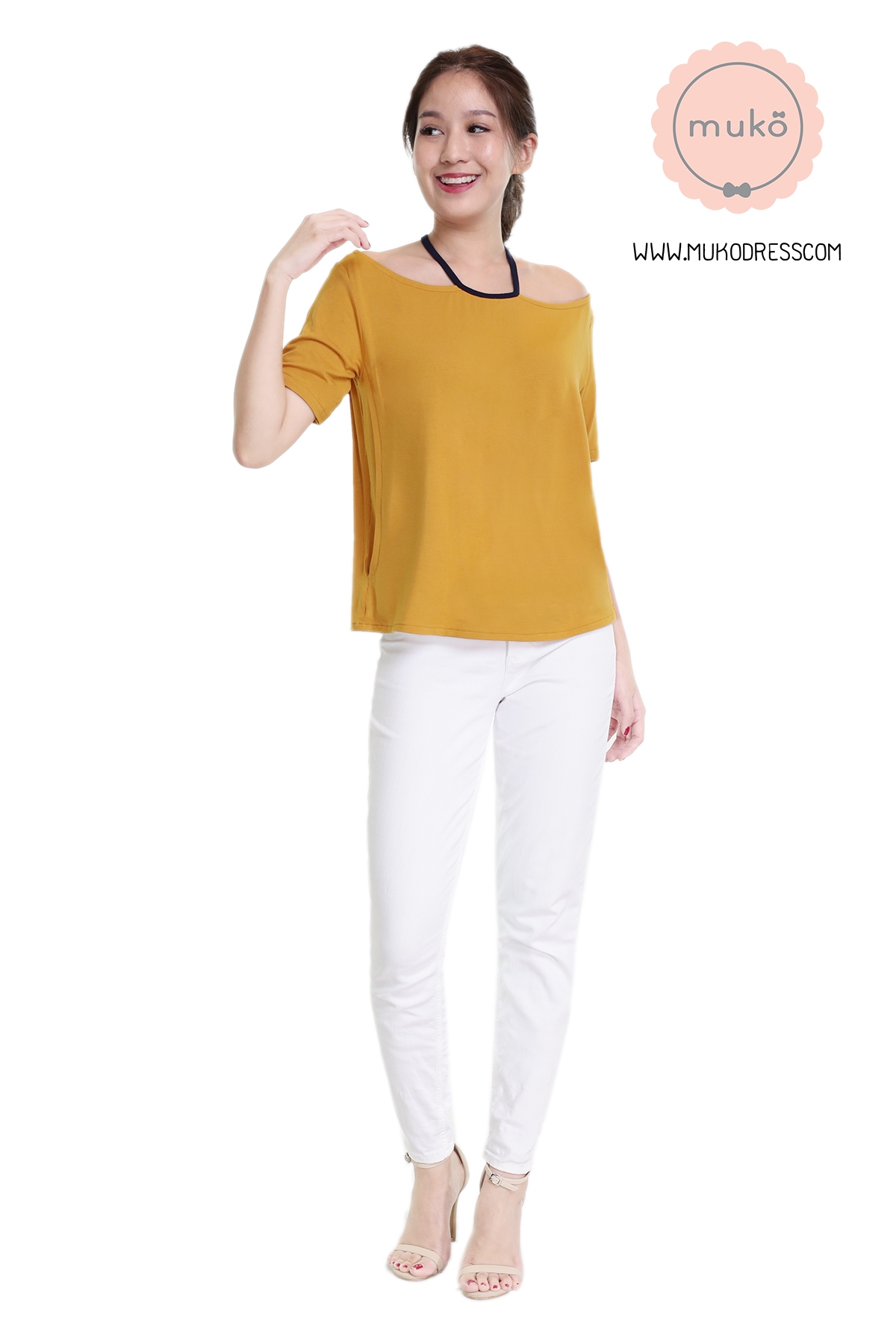 Muko Lynne เสื้อให้นม คลุมท้อง TC24-006 เหลืองมัสตาร์ด