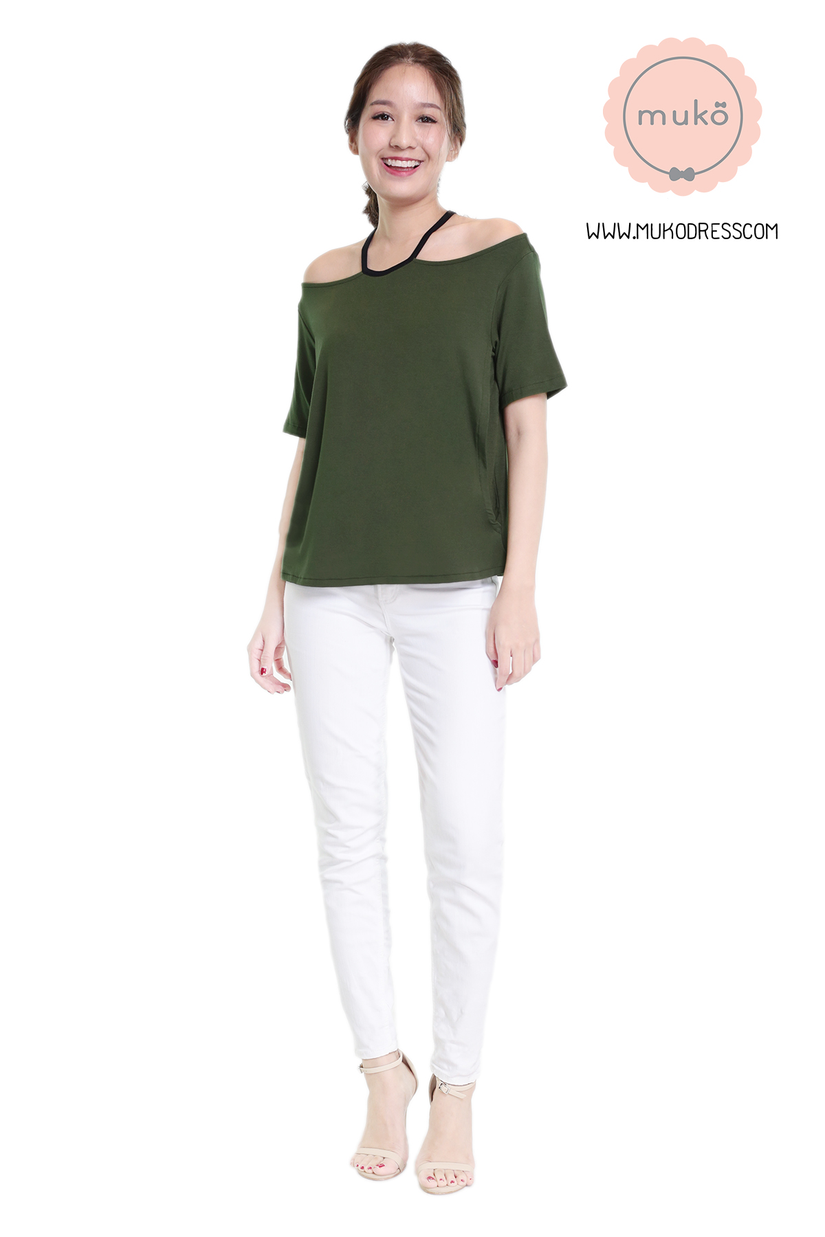 Muko Lynne เสื้อให้นม คลุมท้อง TC24-007 เขียวขี้ม้า Muko Lynne เสื้อให้นม คลุมท้อง TC24-007 เขียวขี้ม้า