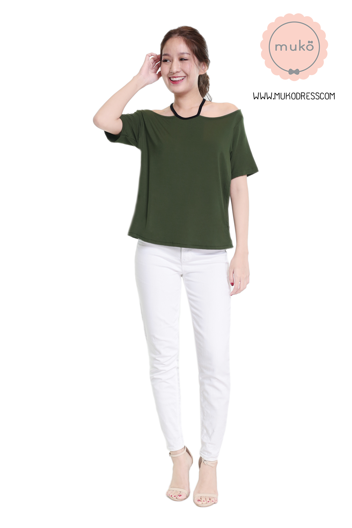 Muko Lynne เสื้อให้นม คลุมท้อง TC24-007 เขียวขี้ม้า Muko Lynne เสื้อให้นม คลุมท้อง TC24-007 เขียวขี้ม้า