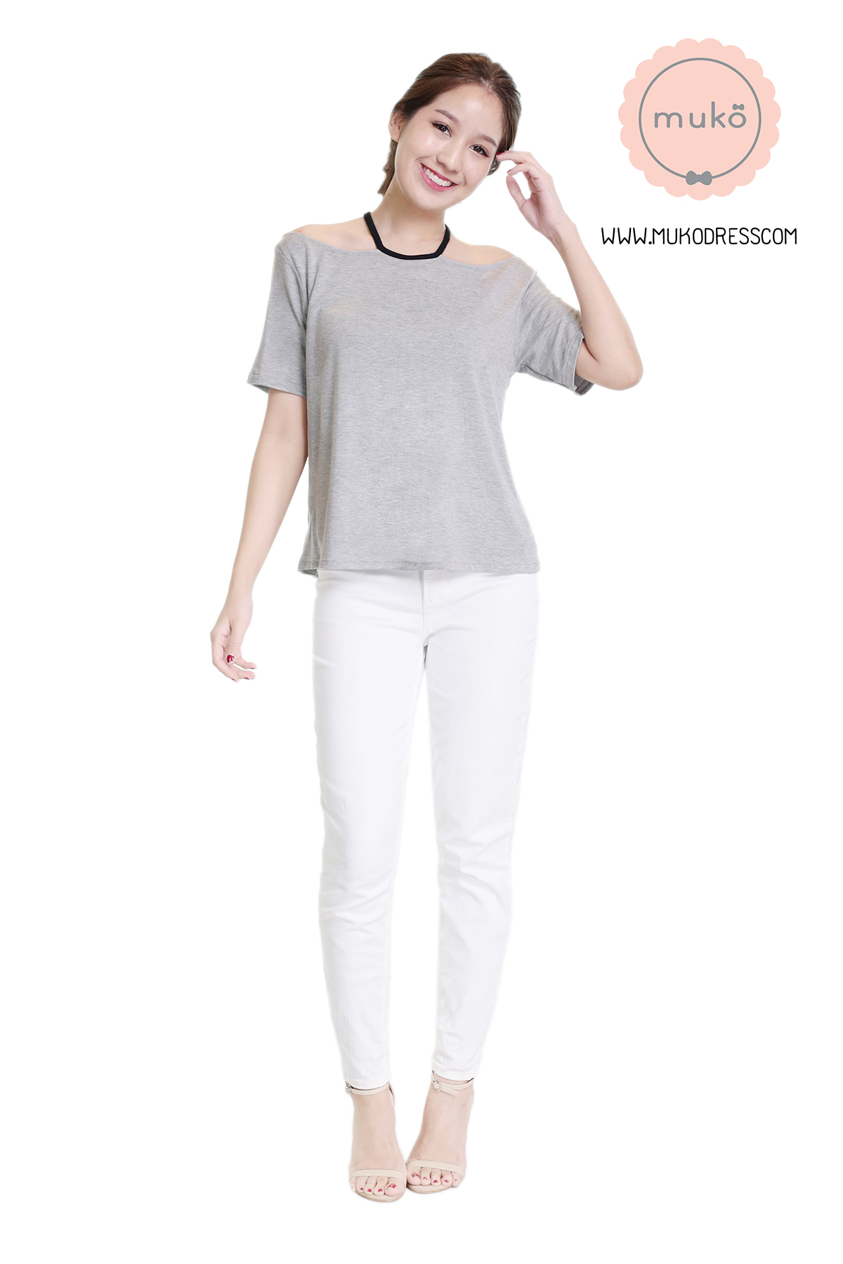 Muko Lynne เสื้อให้นม คลุมท้อง TC24-008 เทาอ่อน