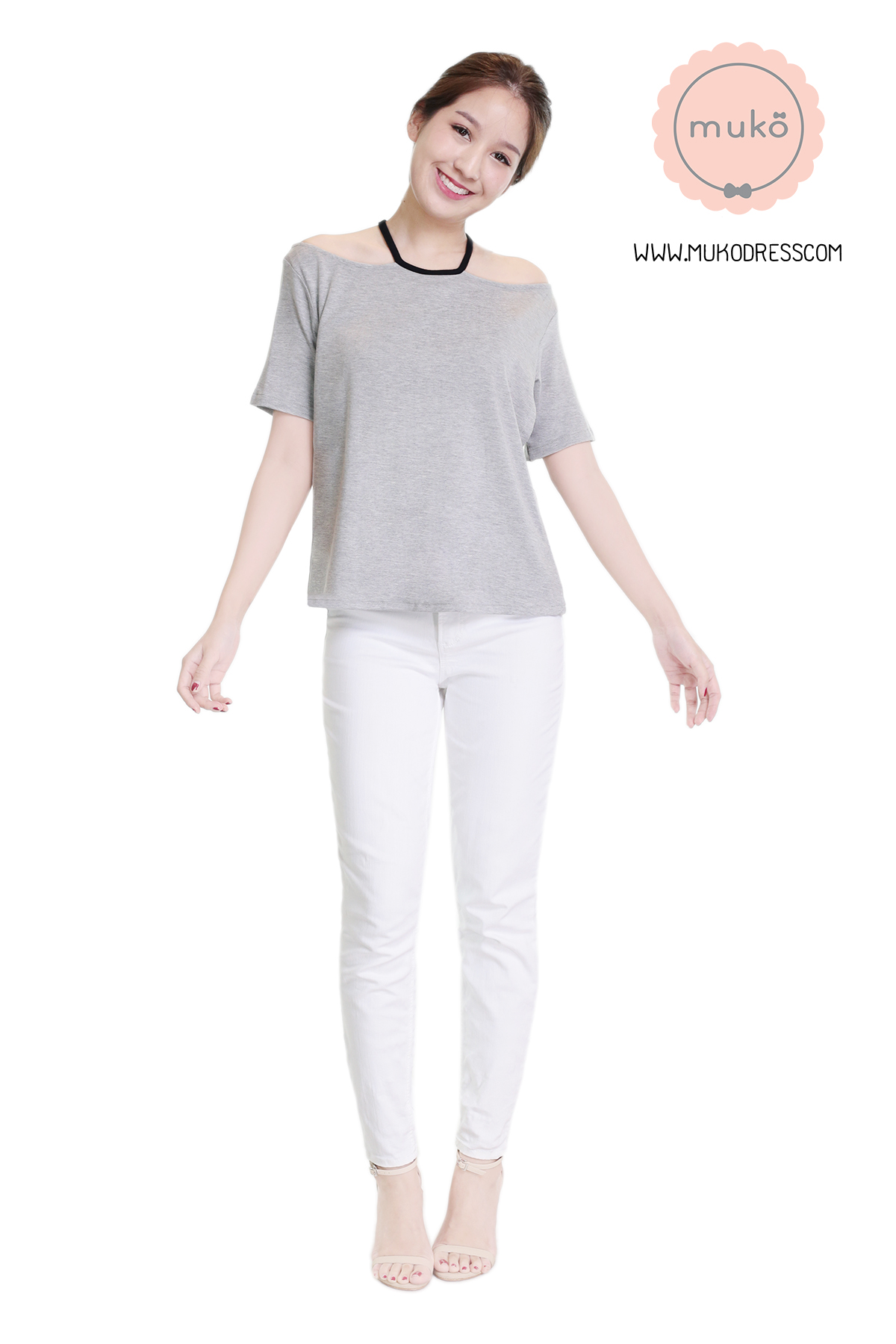 Muko Lynne เสื้อให้นม คลุมท้อง TC24-008 เทาอ่อน