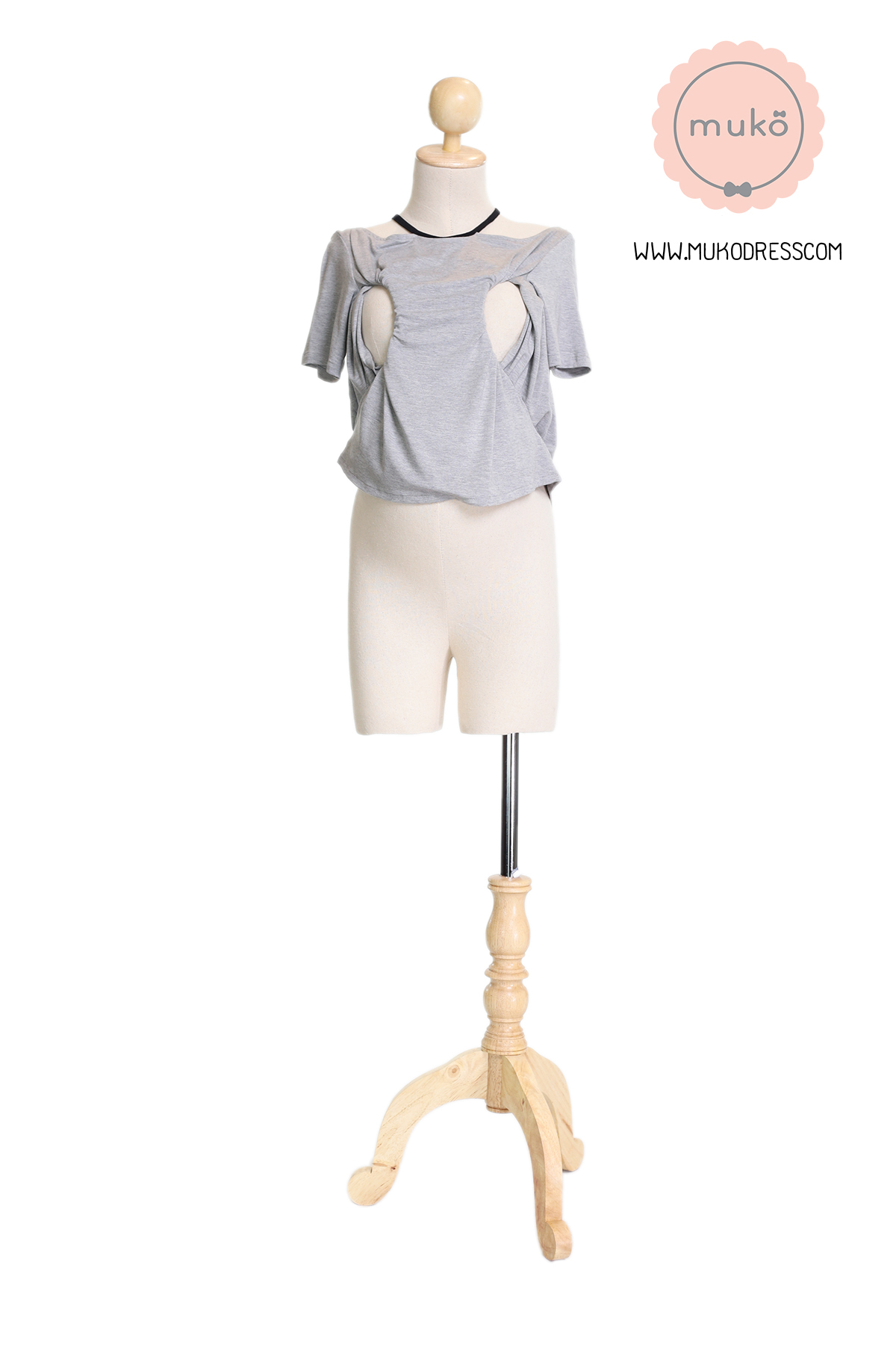 Muko Lynne เสื้อให้นม คลุมท้อง TC24-008 เทาอ่อน