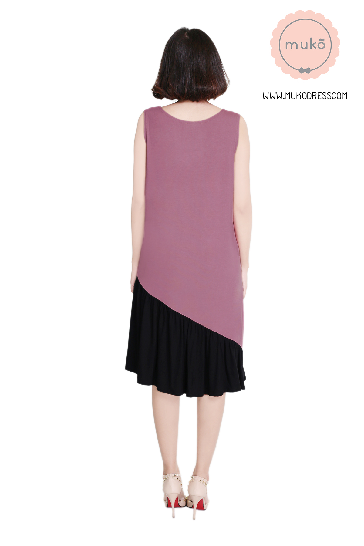 Muko Myla เดรสให้นม คลุมท้อง DR23-001 กะปิ-ดำ