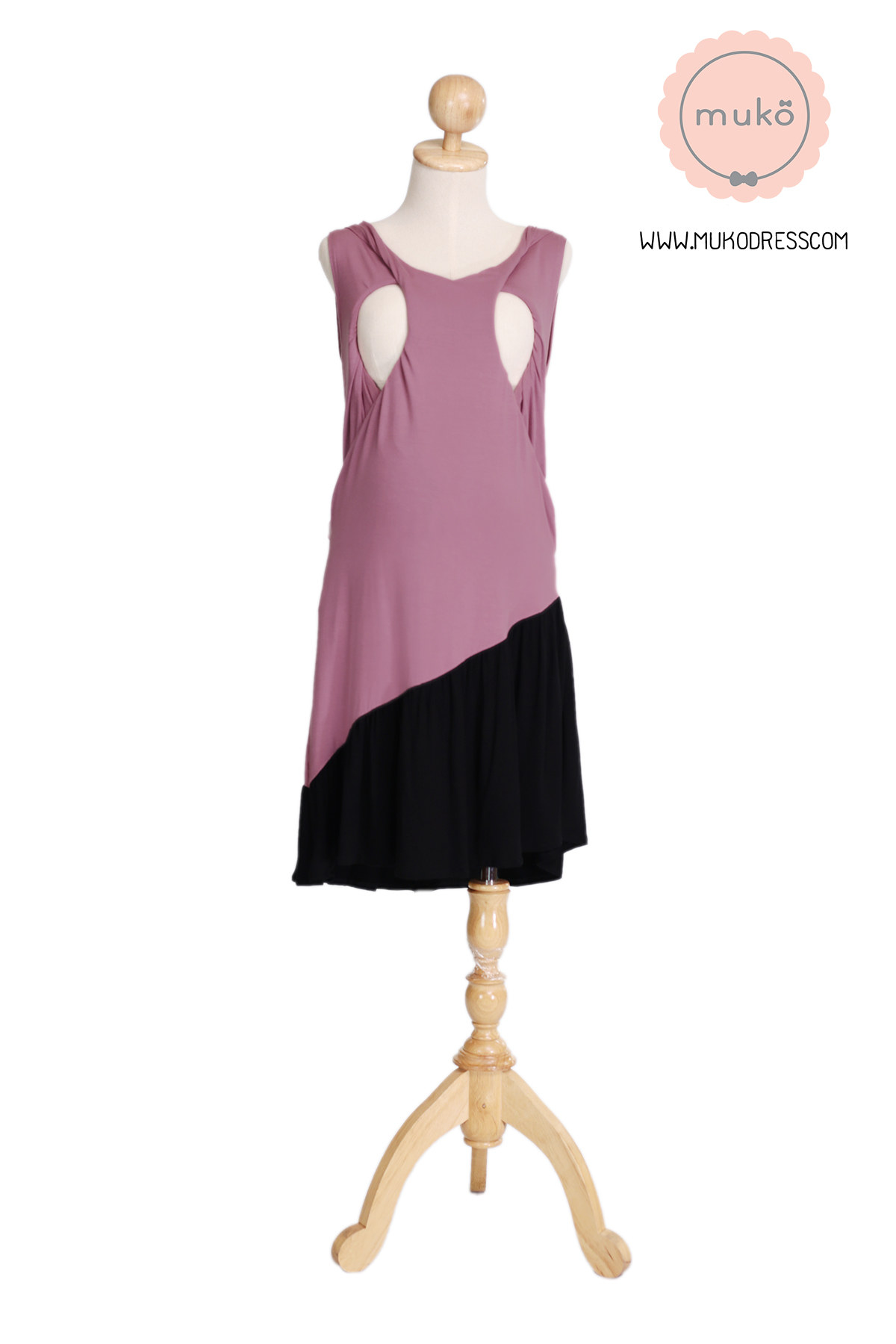 Muko Myla เดรสให้นม คลุมท้อง DR23-001 กะปิ-ดำ