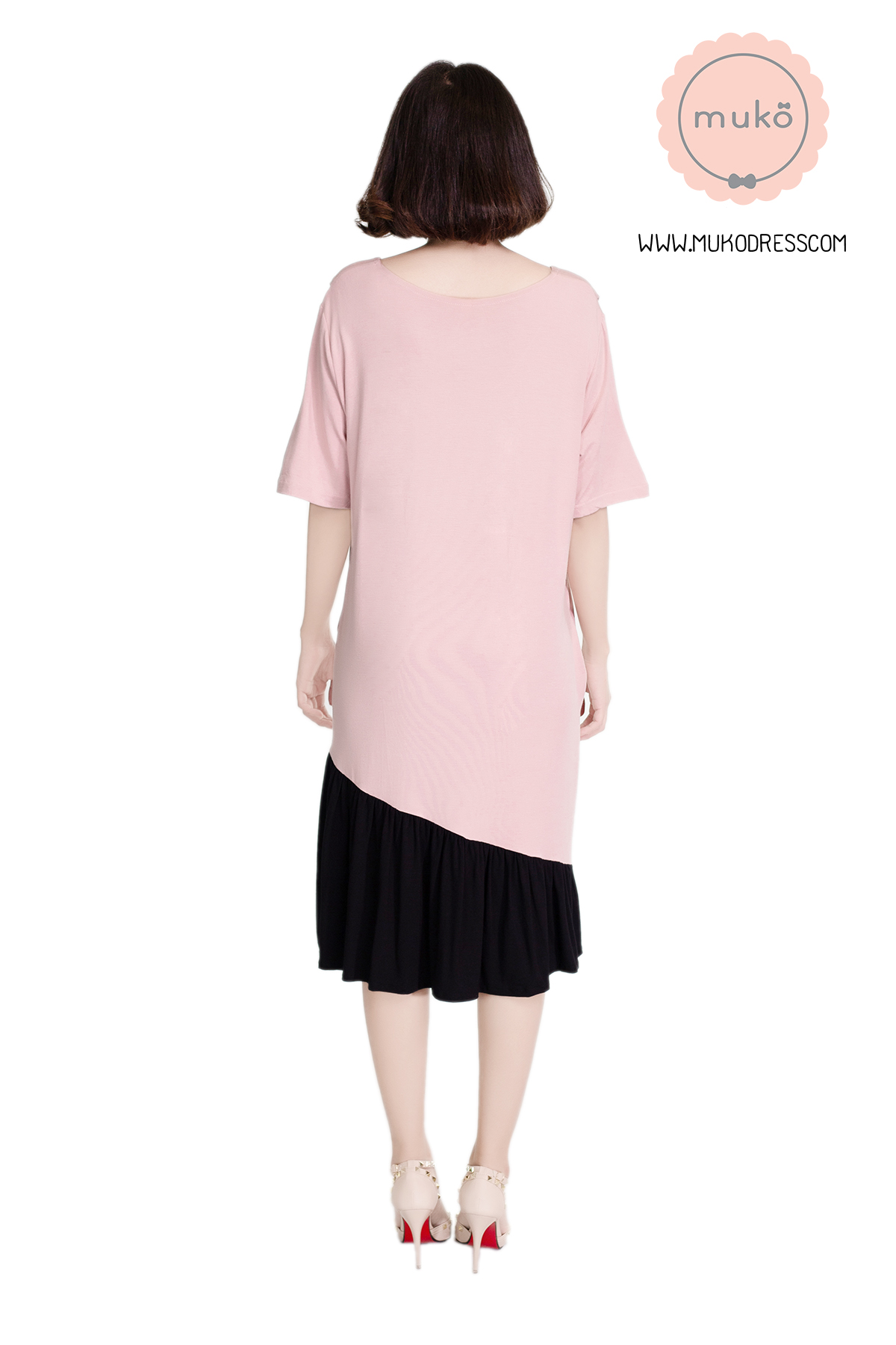 Muko Marlie เดรสให้นม คลุมท้อง DR24-002 นู๊ด-ดำ Muko Marlie เดรสให้นม คลุมท้อง DR24-002 นู๊ด-ดำ