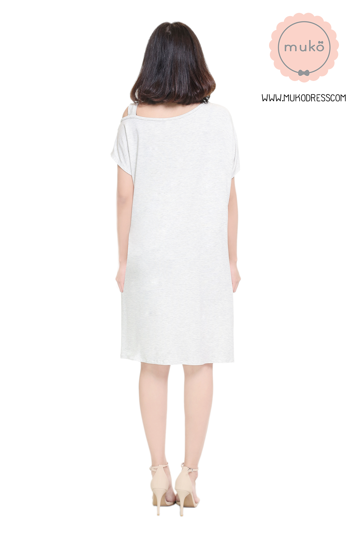 Muko Butter Scott เดรสให้นม คลุมท้อง DR25-001 เทาอ่อนมาก
