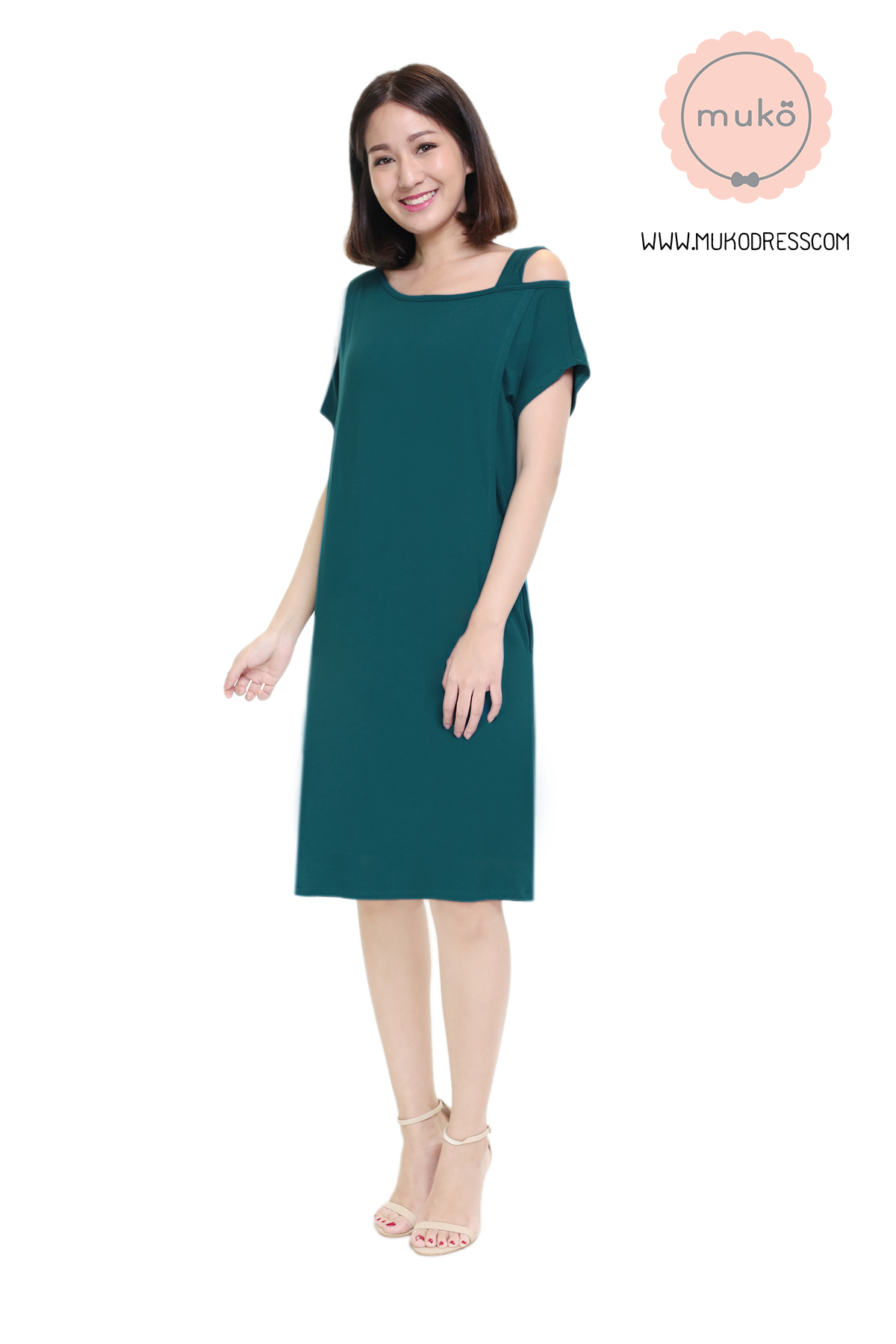 Muko Butter Scott เดรสให้นม คลุมท้อง DR25-005 ฟ้าทะเล
