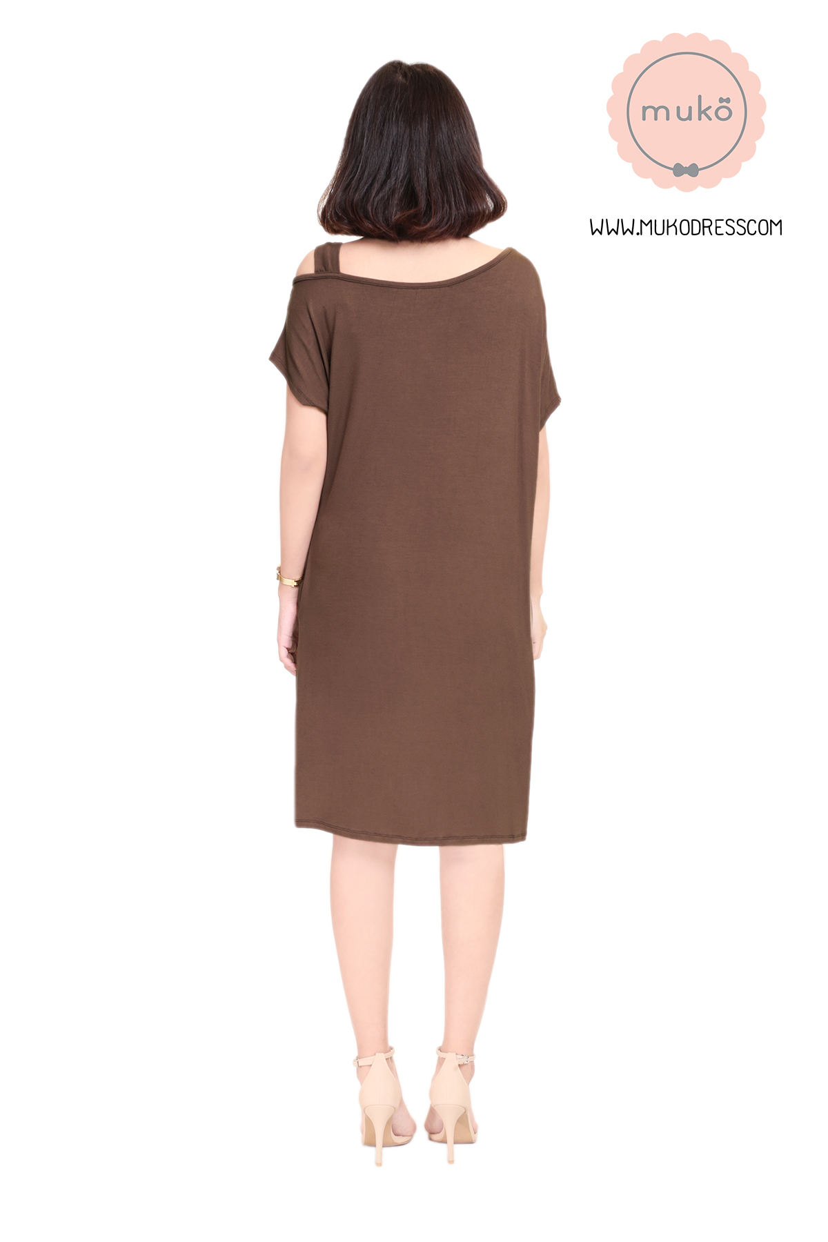 Muko Butter Scott เดรสให้นม คลุมท้อง DR25-006 น้ำตาล