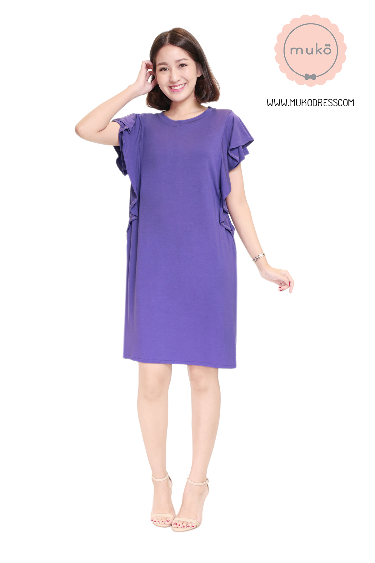 Muko Bridget เดรสให้นม คลุมท้อง DR27-005 ม่วงท๊อฟฟี่