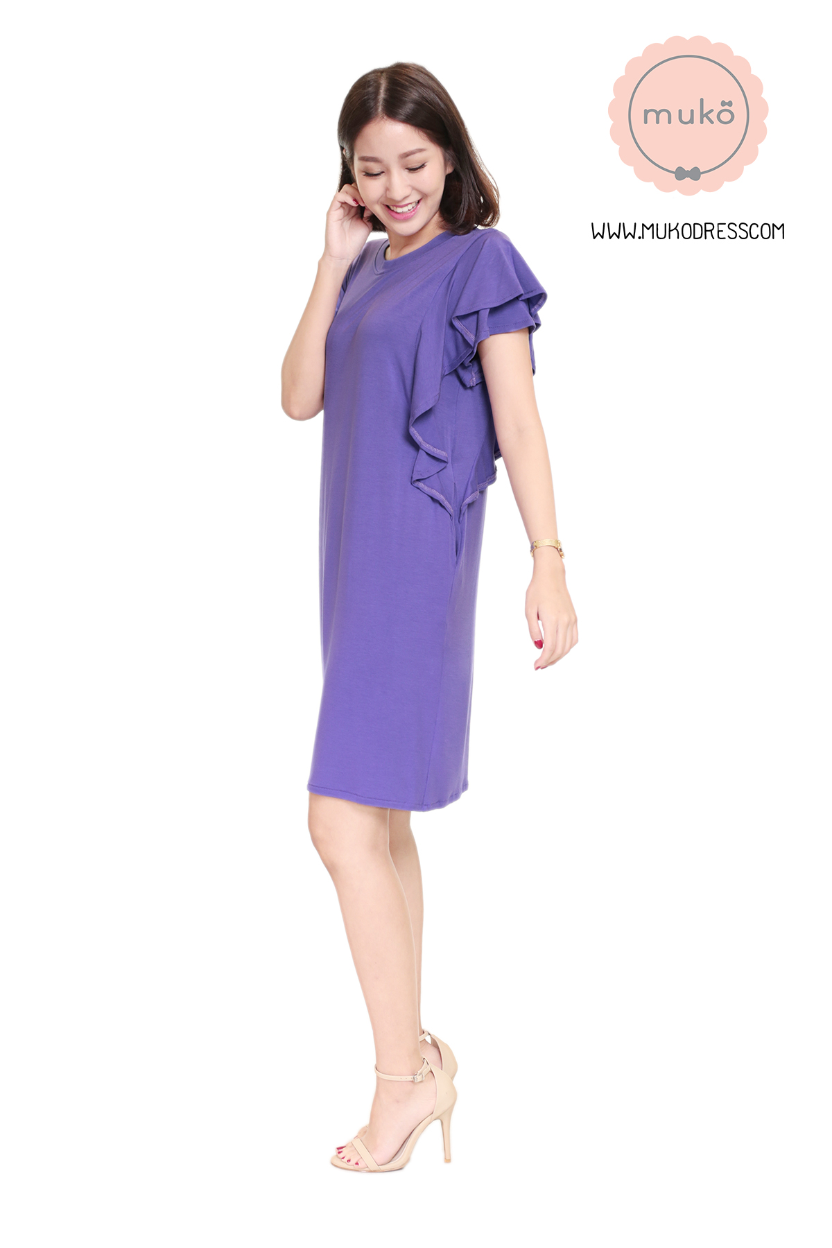 Muko Bridget เดรสให้นม คลุมท้อง DR27-005 ม่วงท๊อฟฟี่