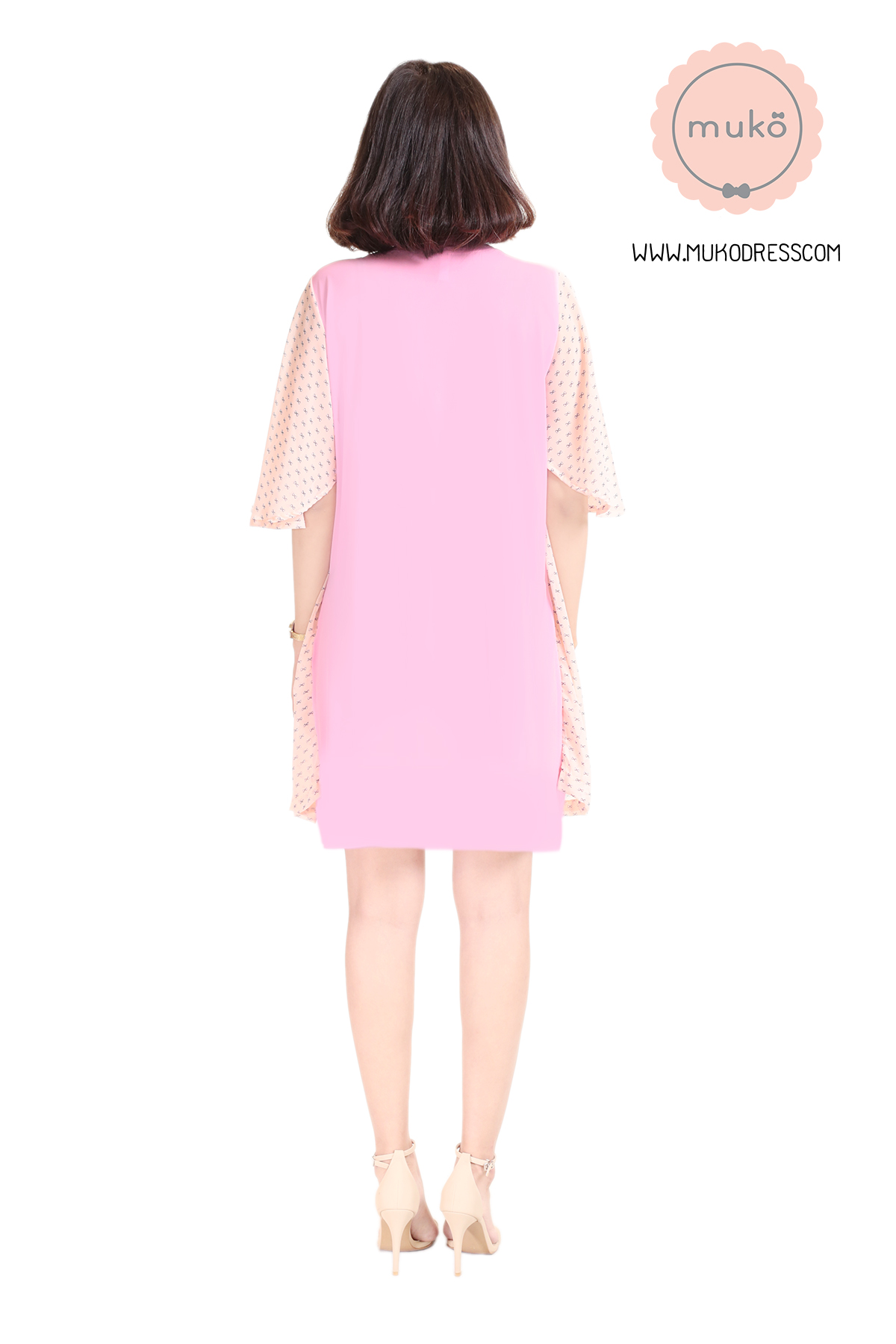 Muko Bella Rose เดรสให้นม คลุมท้อง DP04-014 ชมพู-โอรสโบว์