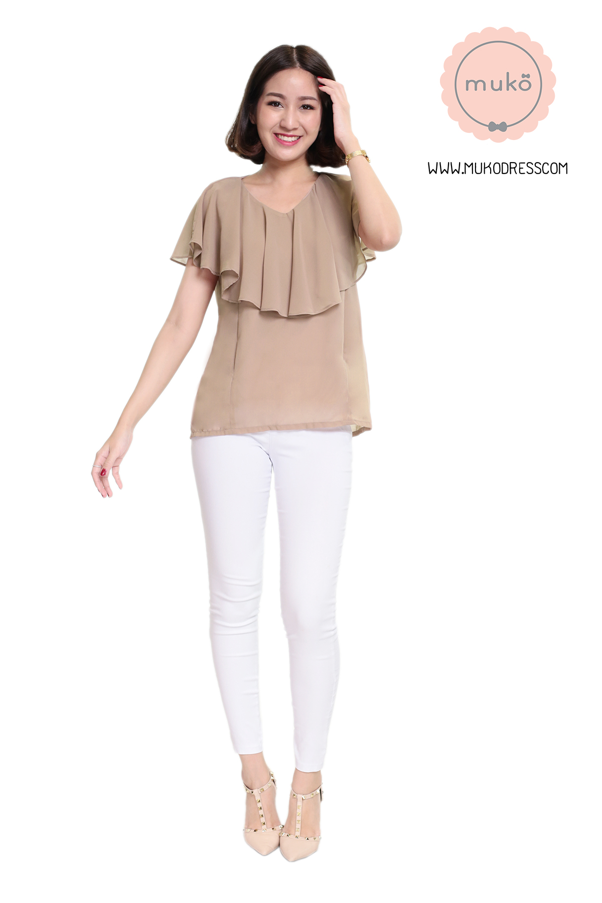 Muko Emma  เสื้อให้นม คลุมท้อง BSL03-010 สีเนื้อ