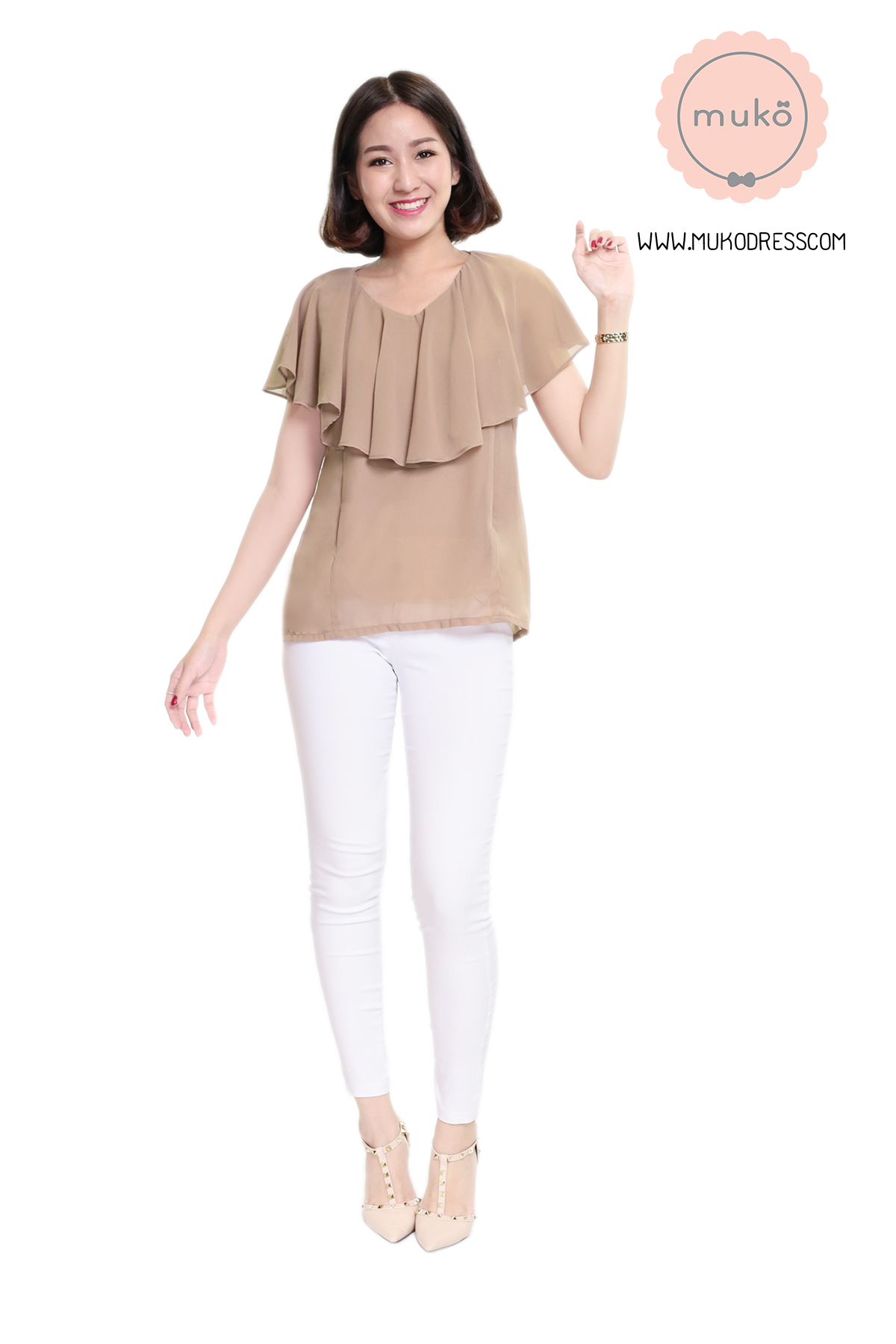 Muko Emma  เสื้อให้นม คลุมท้อง BSL03-010 สีเนื้อ