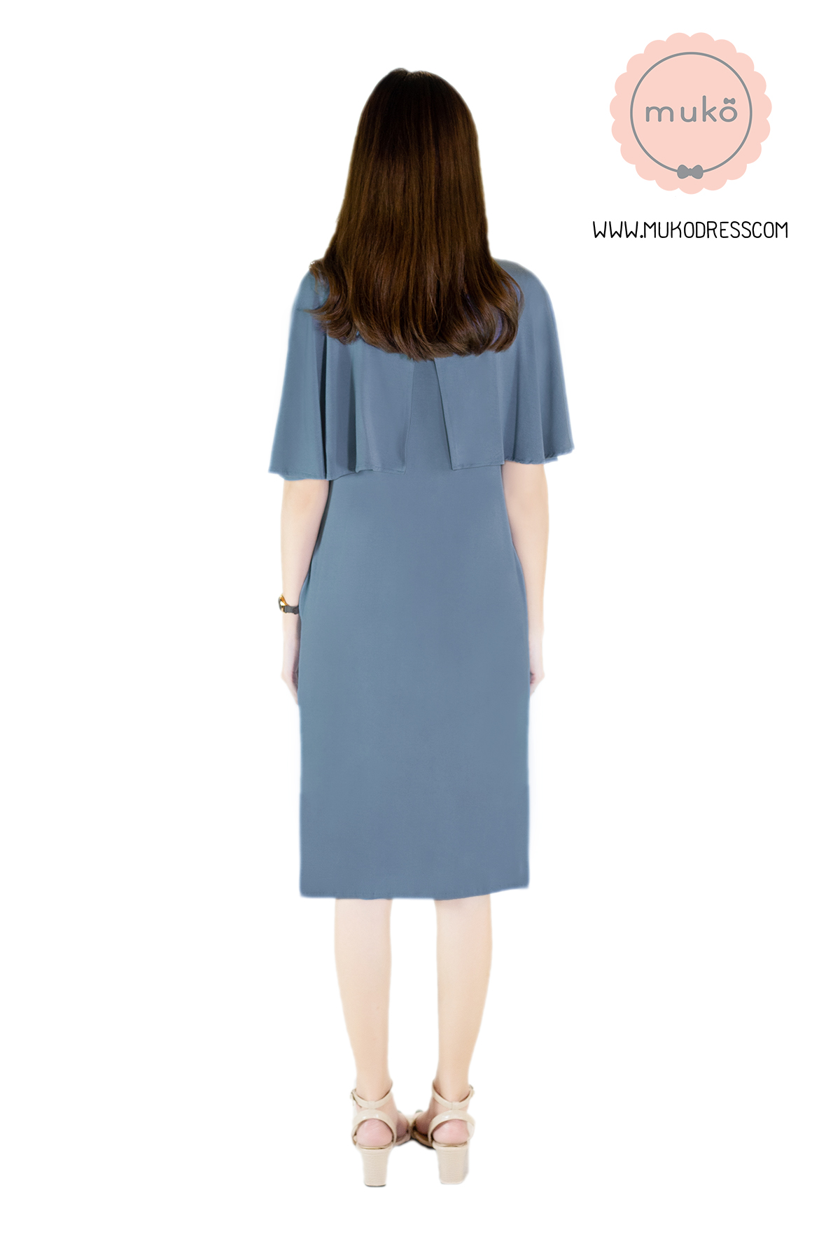 Muko Cindy เดรสเปิดให้นม คลุมท้อง DR17-010 สีคราม