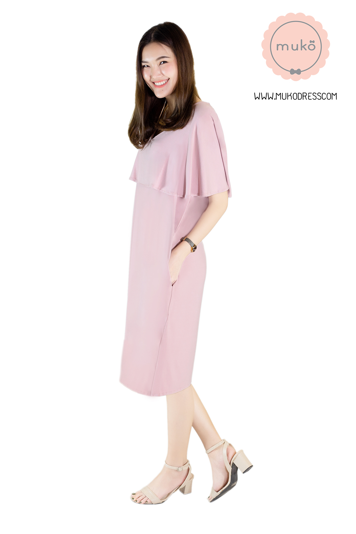 Muko Cindy เดรสเปิดให้นม คลุมท้อง DR17-015 นู๊ด