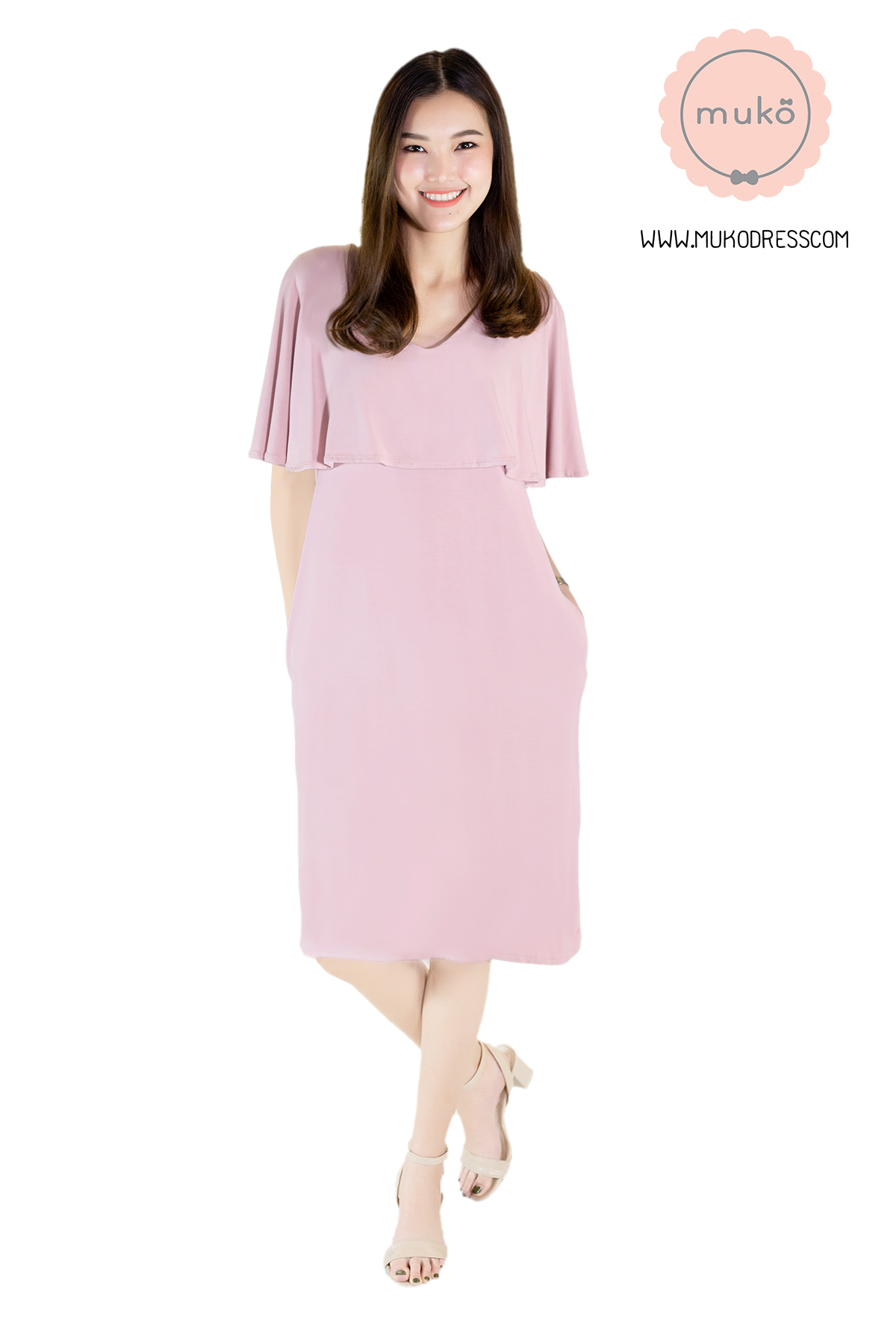 Muko Cindy เดรสเปิดให้นม คลุมท้อง DR17-015 นู๊ด