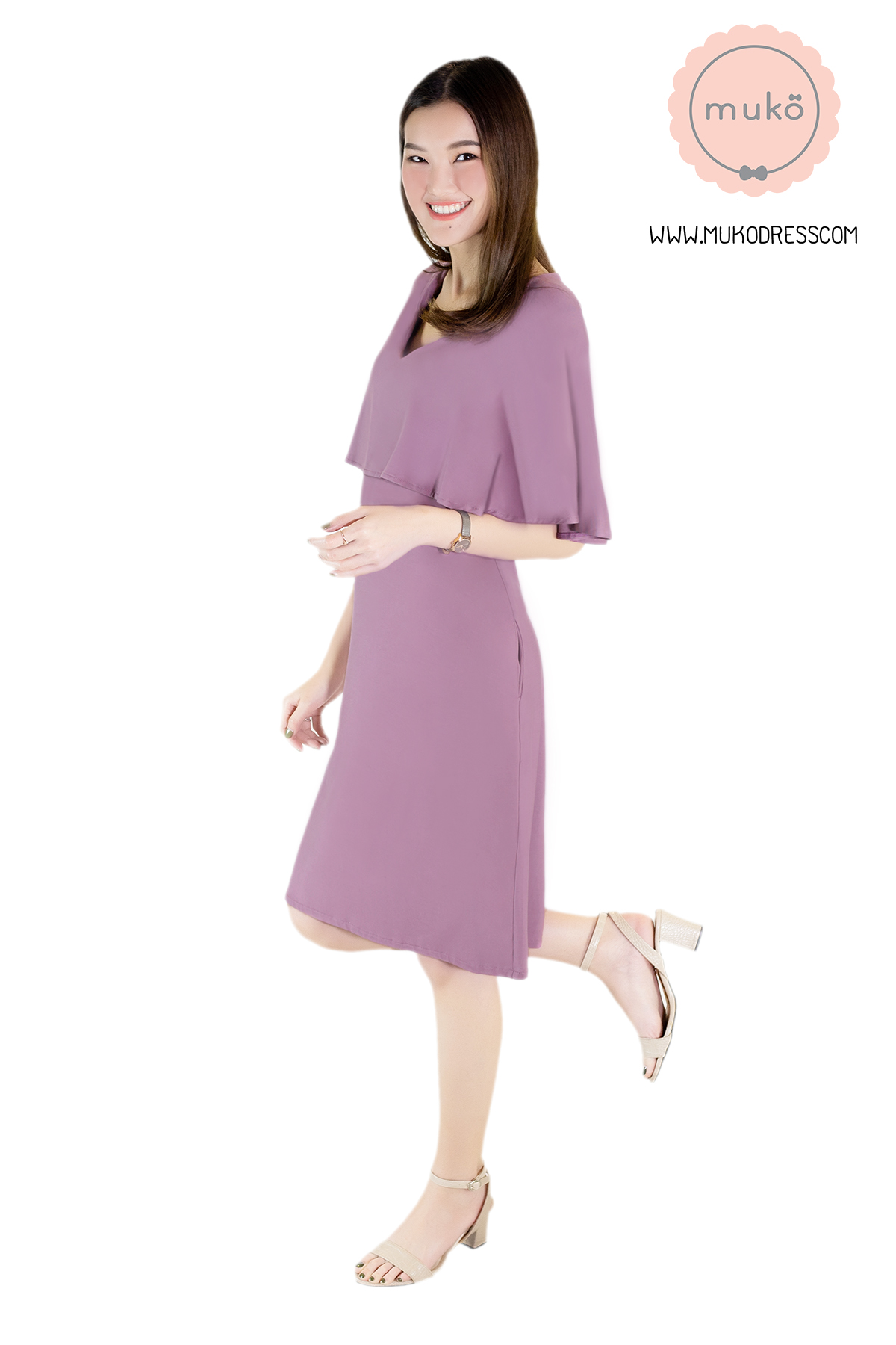 Muko Cindy เดรสเปิดให้นม คลุมท้อง DR17-016 กะปิ