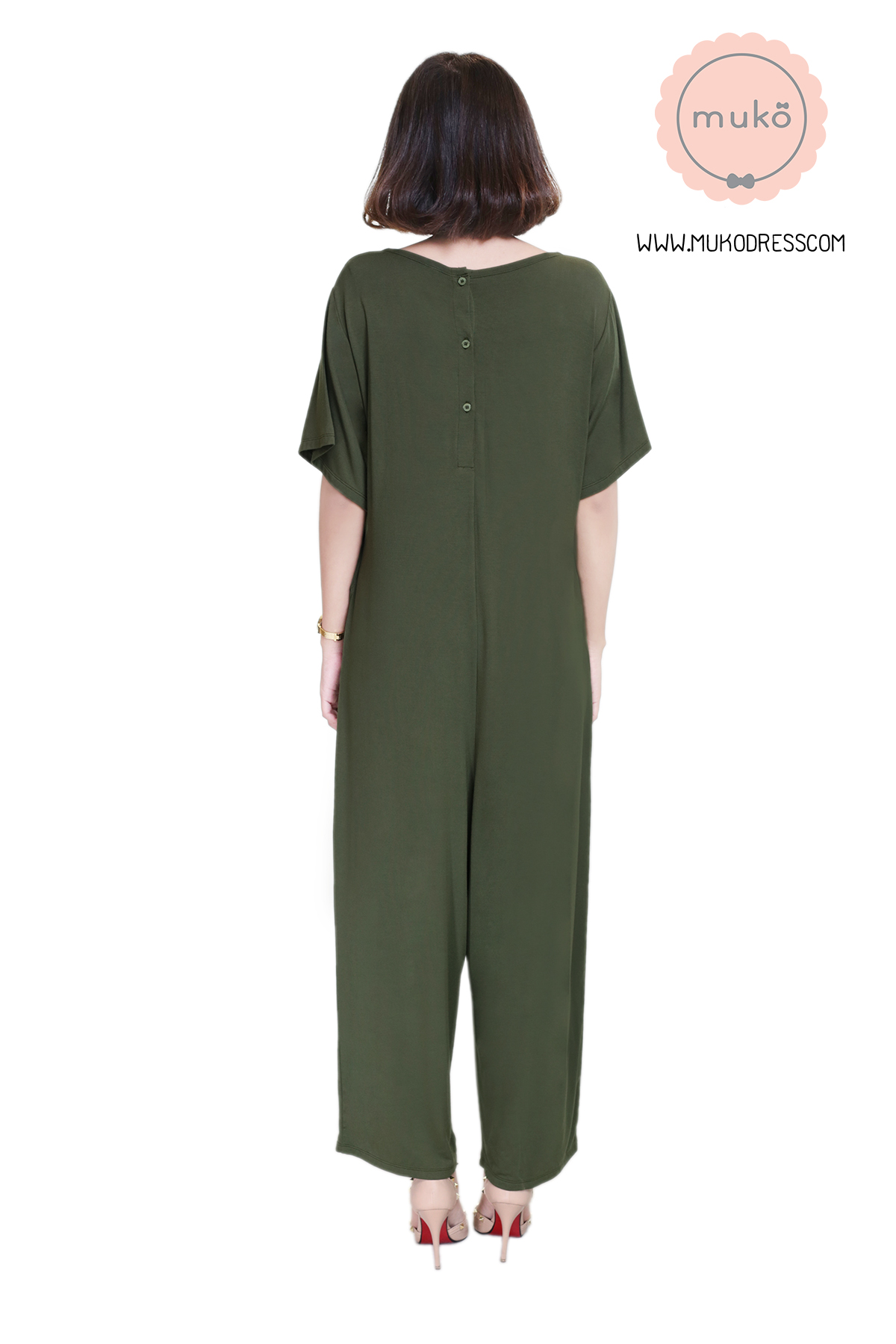 Muko Kathleen จัมพ์สูท เปิดให้นม คลุมท้อง JS03-008 เขียวขี้ม้า