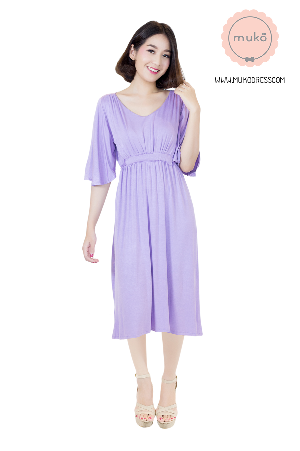 Muko BlueBell ชุดคลุมท้อง ชุดเปิดให้นม DR20-005 ม่วง