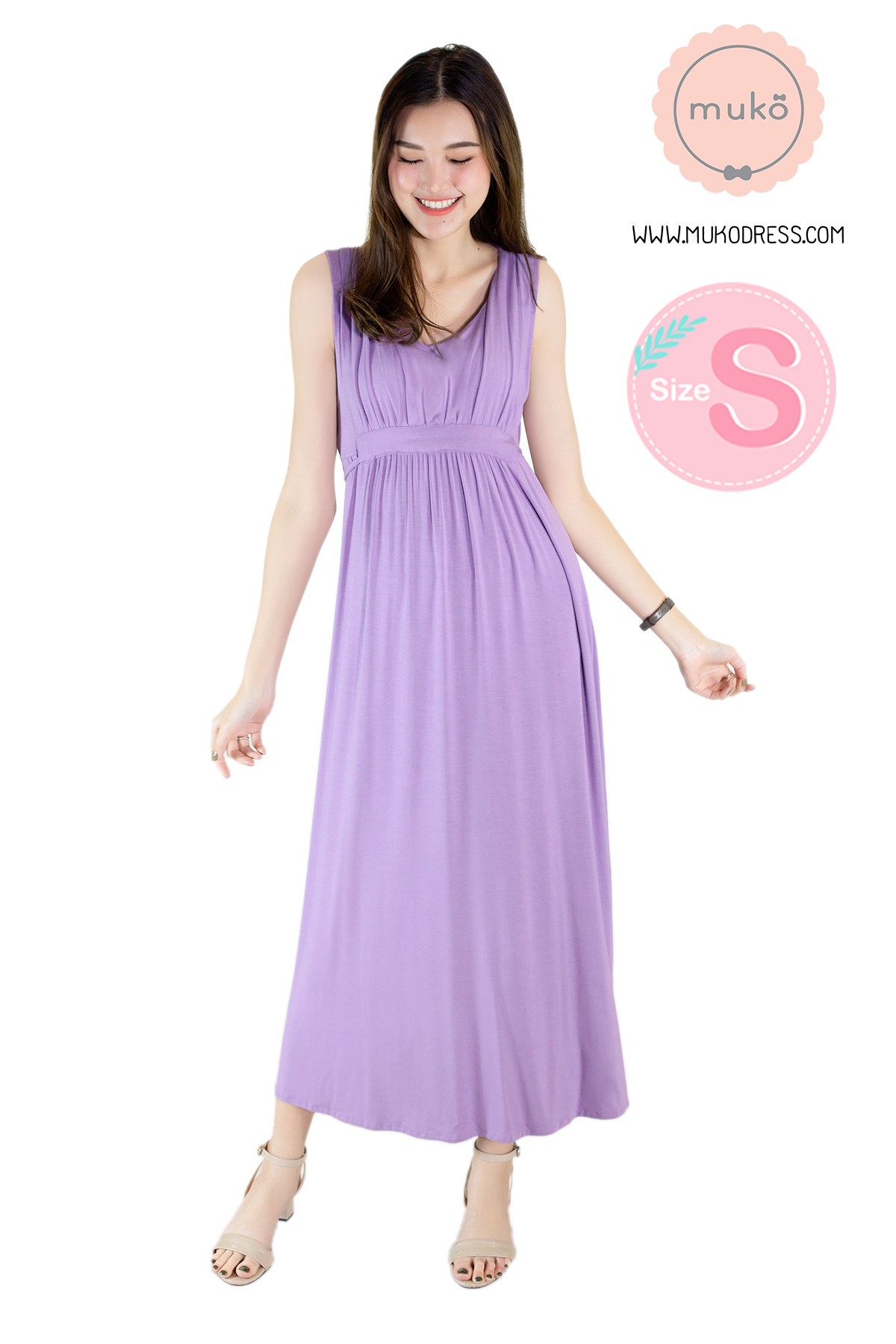 Muko Brownie เดรสให้นม คลุมท้อง size s MR02-022 ม่วงนม Muko Brownie เดรสให้นม คลุมท้อง size s MR02-022 ม่วงนม