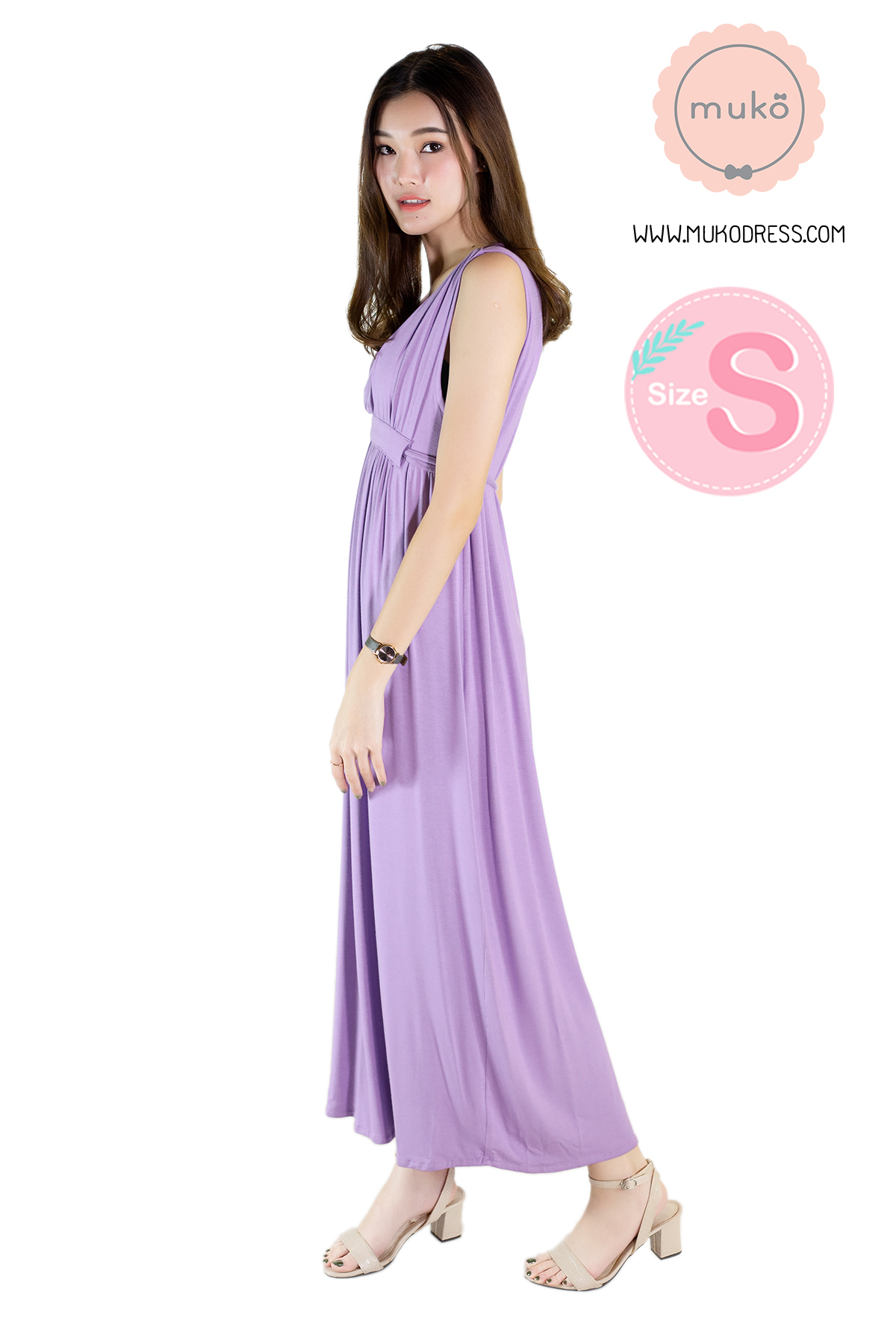 Muko Brownie เดรสให้นม คลุมท้อง size s MR02-022 ม่วงนม Muko Brownie เดรสให้นม คลุมท้อง size s MR02-022 ม่วงนม