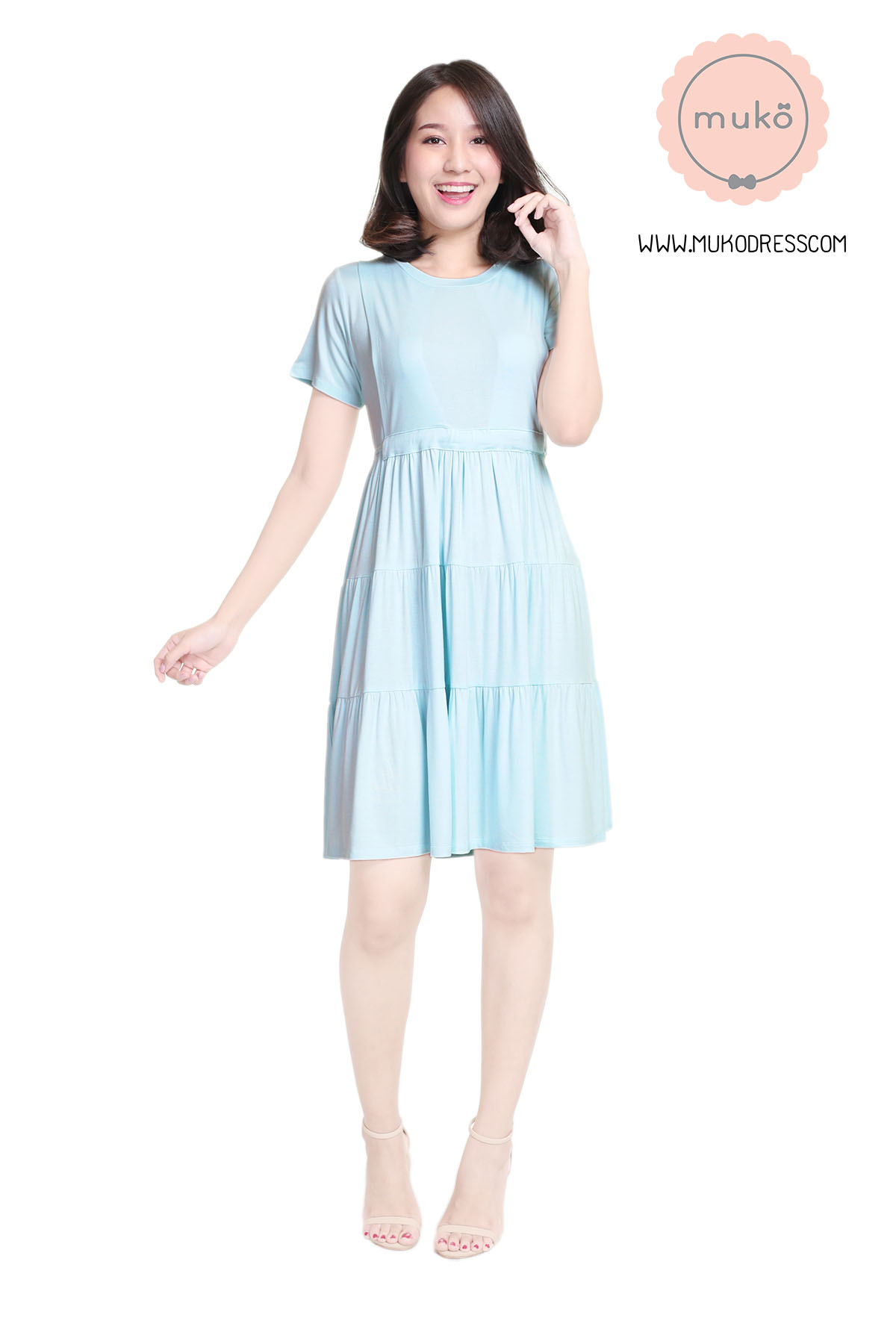 Muko Bello Betty เดรสให้นม คลุมท้อง DR02-011 ฟ้านม Muko Bello Betty เดรสให้นม คลุมท้อง DR02-011 ฟ้านม