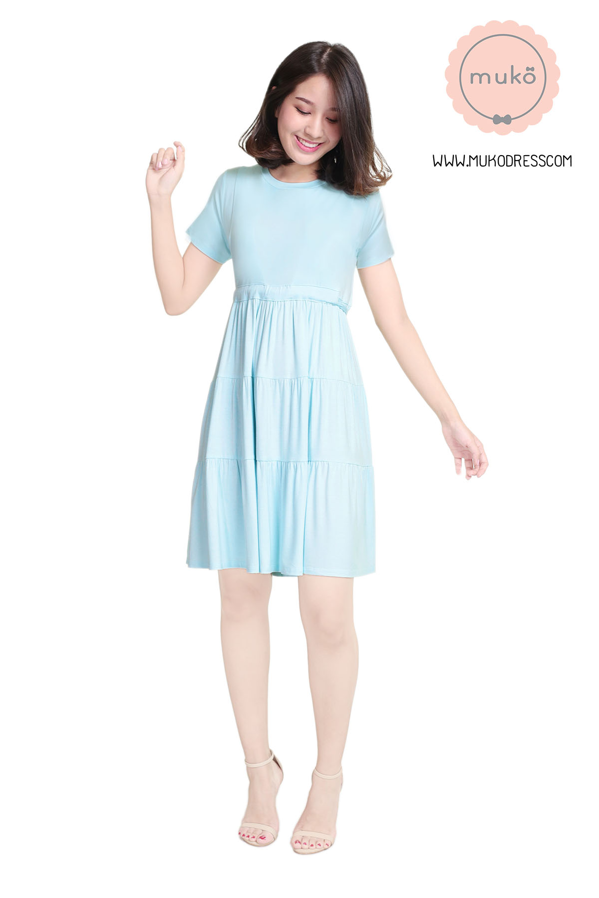 Muko Bello Betty เดรสให้นม คลุมท้อง DR02-011 ฟ้านม Muko Bello Betty เดรสให้นม คลุมท้อง DR02-011 ฟ้านม
