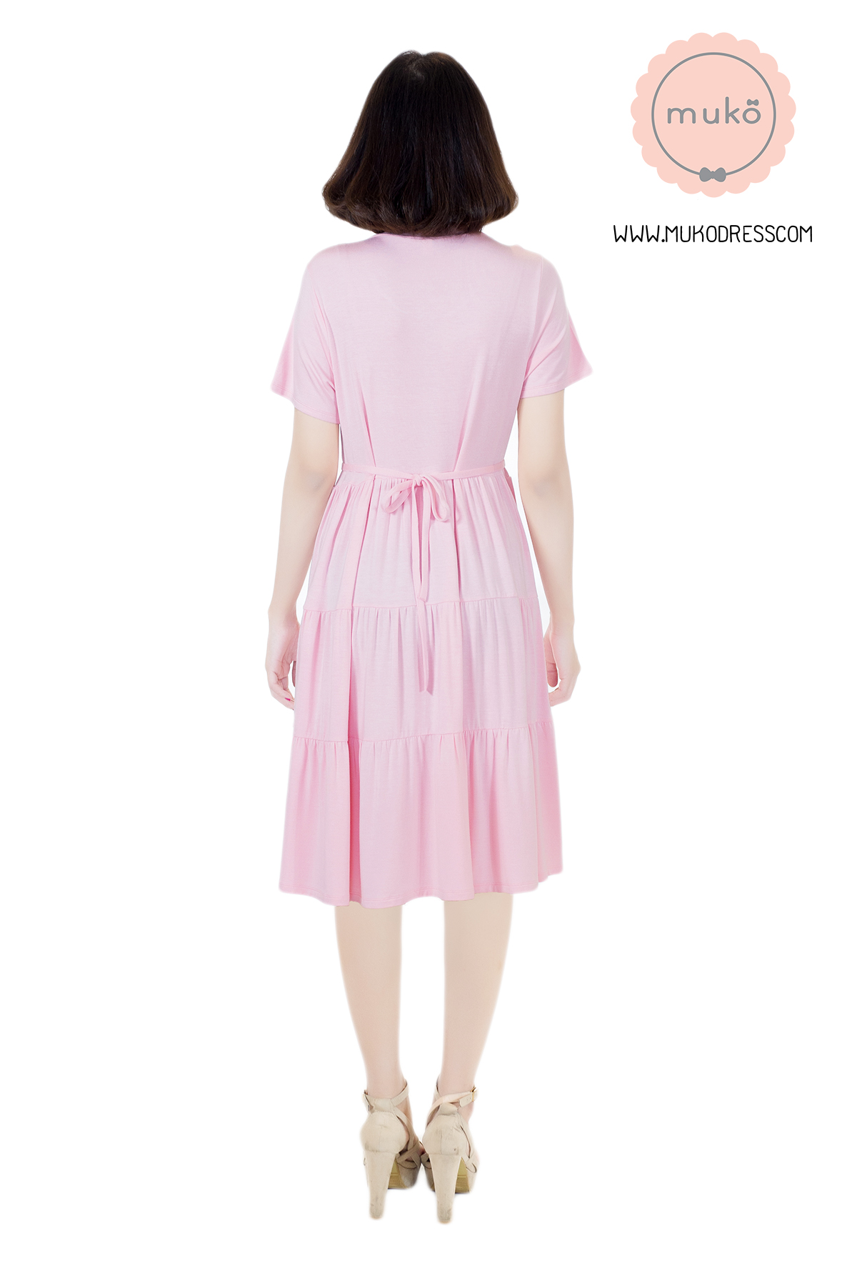Muko Bello Betty เดรสให้นม คลุมท้อง DR02-013 ชมพูนม Muko Bello Betty เดรสให้นม คลุมท้อง DR02-013 ชมพูนม