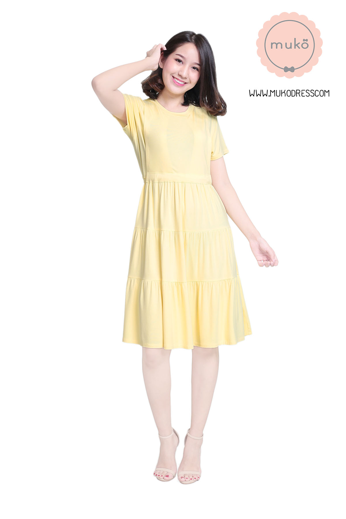 Muko Bello Betty เดรสให้นม คลุมท้อง DR02-015 เหลืองนม Muko Bello Betty เดรสให้นม คลุมท้อง DR02-015 เหลืองนม