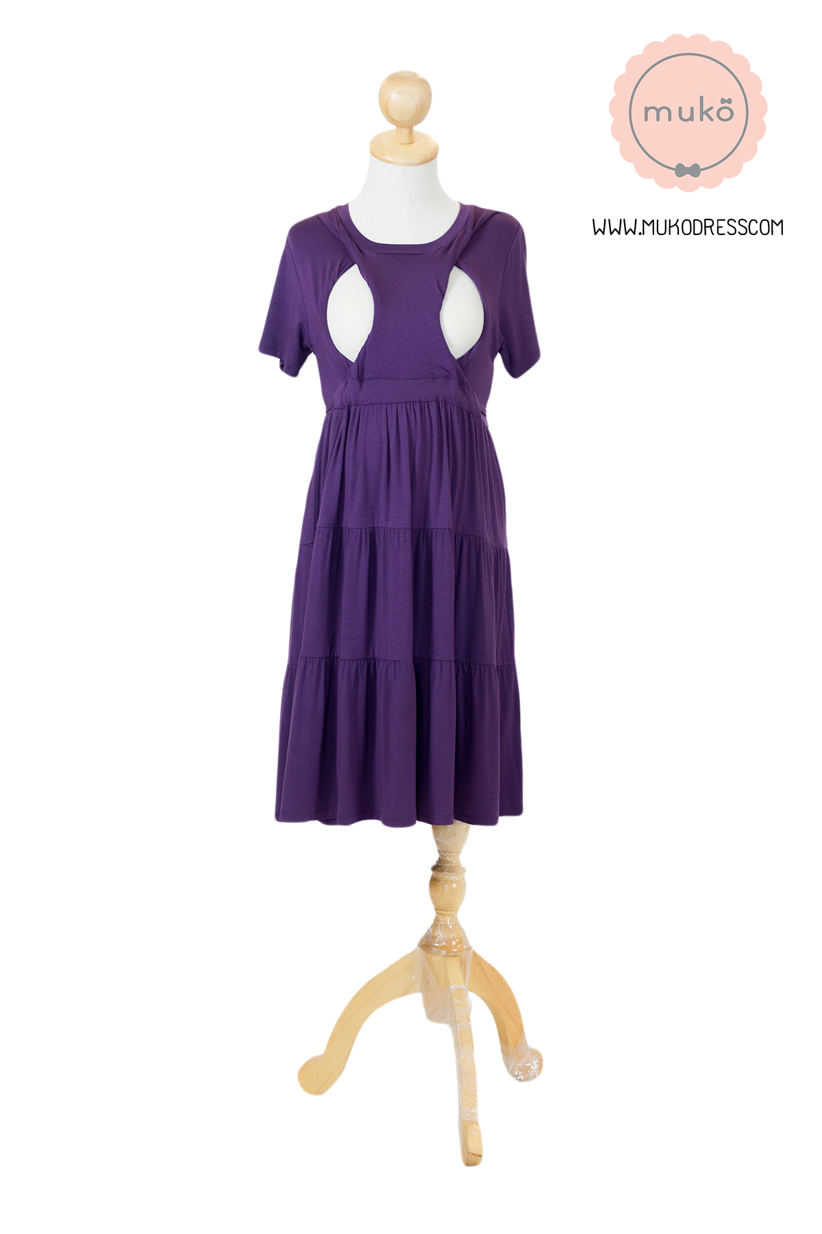 Muko Bello Betty เดรสให้นม คลุมท้อง DR02-016 ม่วงเข้ม