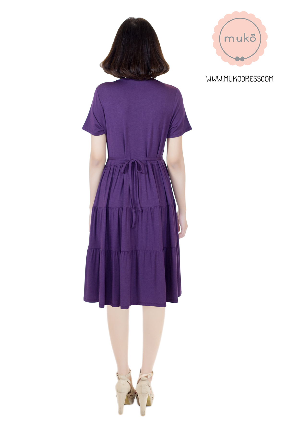 Muko Bello Betty เดรสให้นม คลุมท้อง DR02-016 ม่วงเข้ม