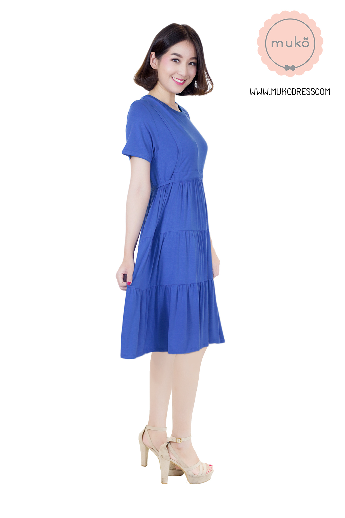 Muko Bello Betty เดรสให้นม คลุมท้อง DR02-017 น้ำเงิน Muko Bello Betty เดรสให้นม คลุมท้อง DR02-017 น้ำเงิน