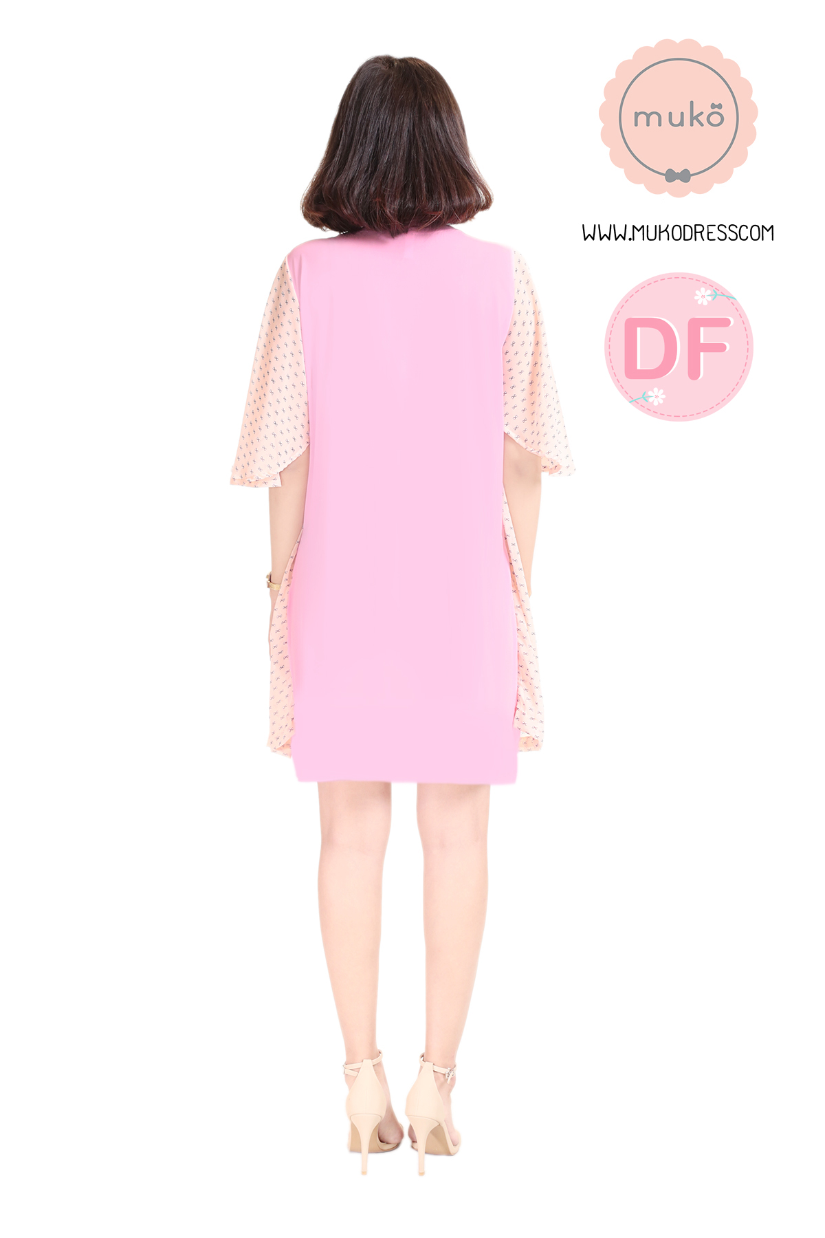 Muko Bella Rose เดรสให้นม คลุมท้อง DP04-014DF ชมพูโบว์