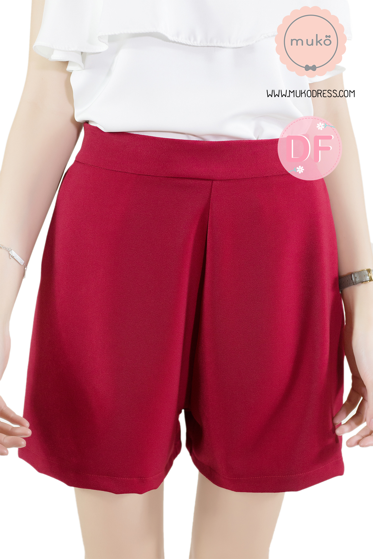 Muko Elle กางเกงขาสั้นตรง ( หลังคลอด ) BS01-009M DF สีแดง Muko Elle กางเกงขาสั้นตรง ( หลังคลอด ) BS01-009M DF สีแดง