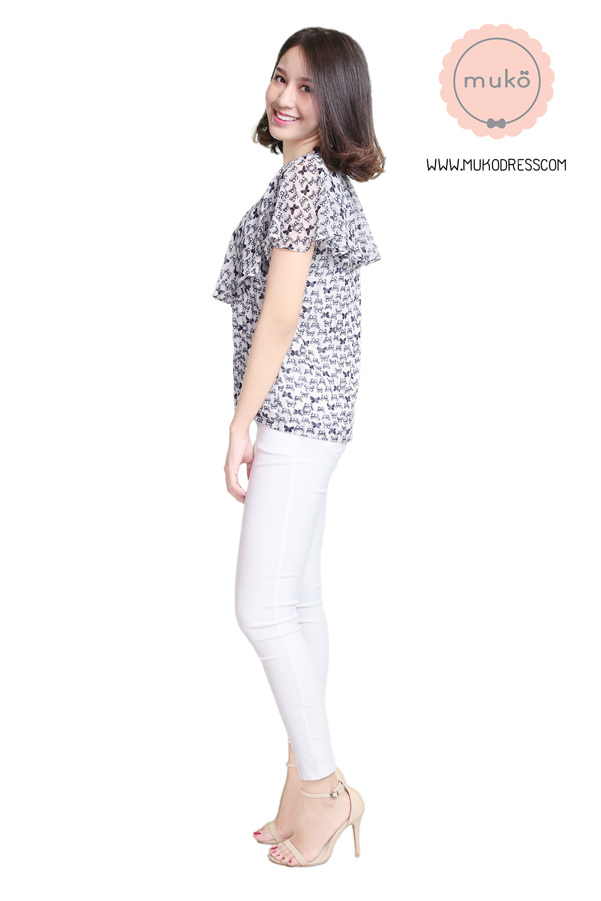 Muko Emma  เสื้อให้นม คลุมท้อง BSL03-018 ลายผีเสื้อ