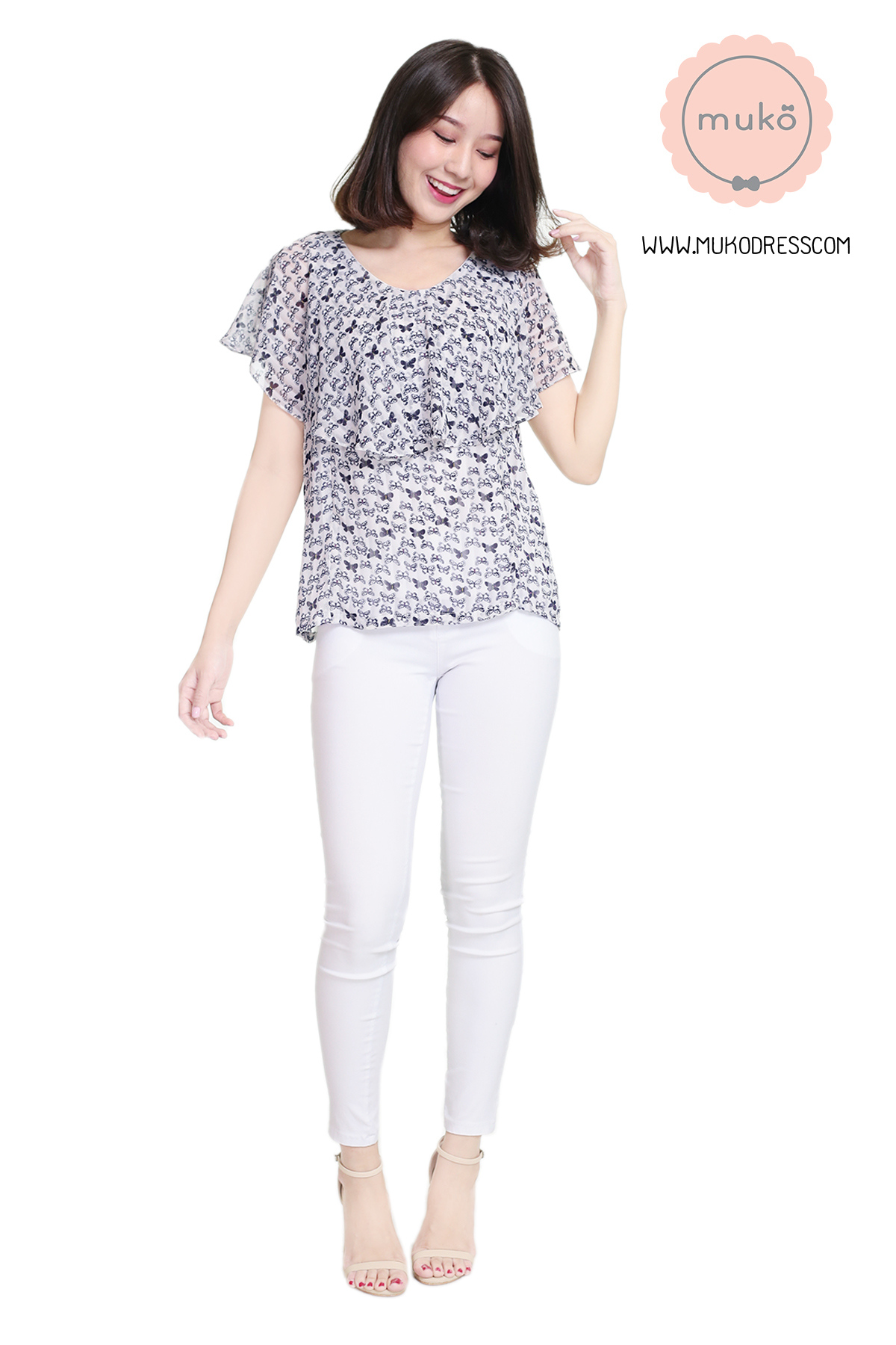 Muko Emma  เสื้อให้นม คลุมท้อง BSL03-018 ลายผีเสื้อ