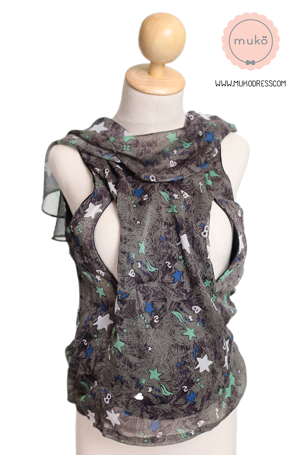 Muko Emma  เสื้อให้นม คลุมท้อง BSL03-019 เขียว-ดาว