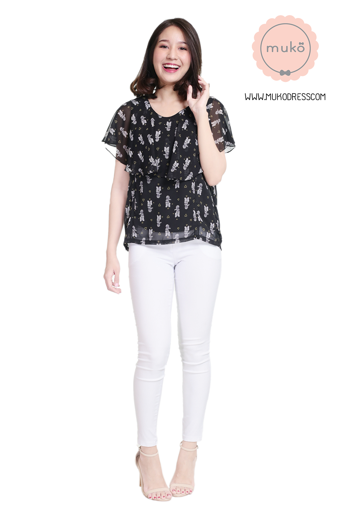 Muko Emma  เสื้อให้นม คลุมท้อง BSL03-020 ดำ-มินนี่