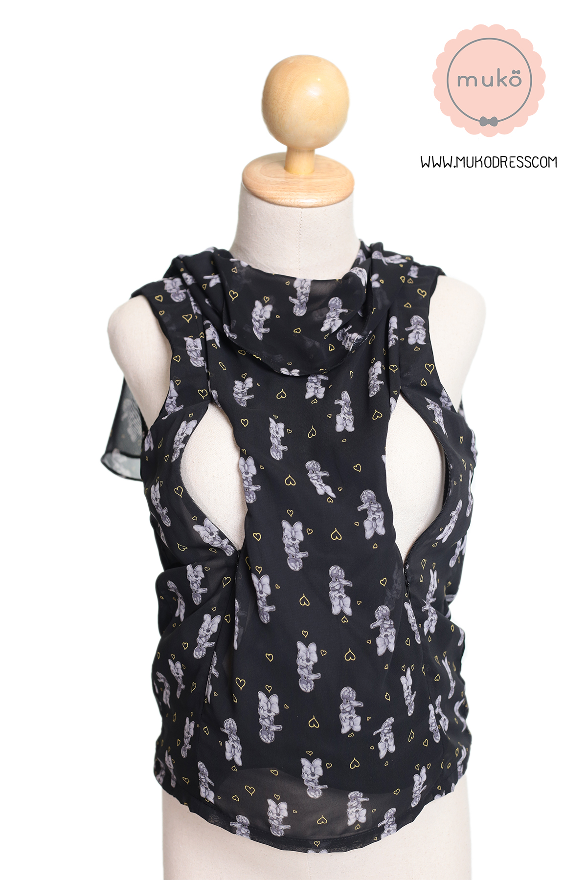 Muko Emma  เสื้อให้นม คลุมท้อง BSL03-020 ดำ-มินนี่