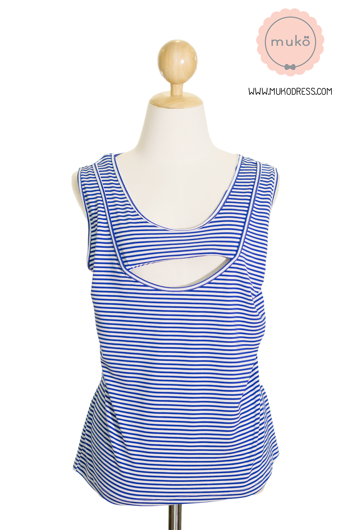 Muko Nicha เสื้อกล้ามให้นม คลุมท้อง ริ้วฟ้า  TC10-004L