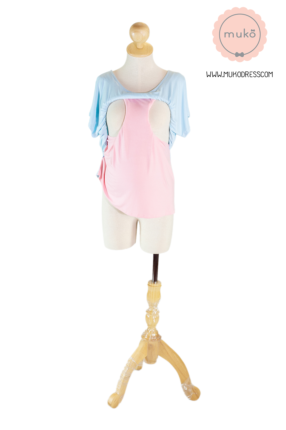 Muko MiLa เสื้อให้นม TC12-036 ฟ้า-ชมพู