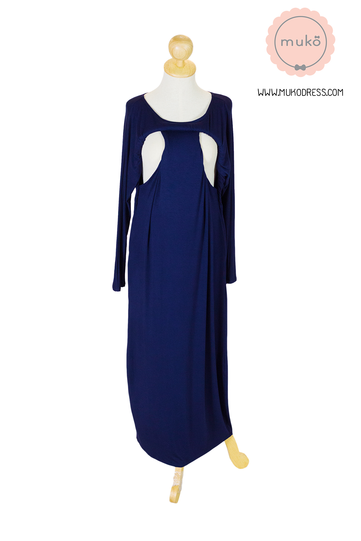 Muko Manami เดรสยาวให้นม คลุมท้อง MR03-001 สีกรม